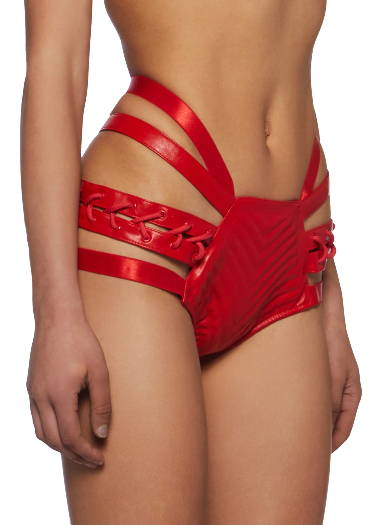 Rude Awakening Lace-Up Shorts - Ruby - Image 5