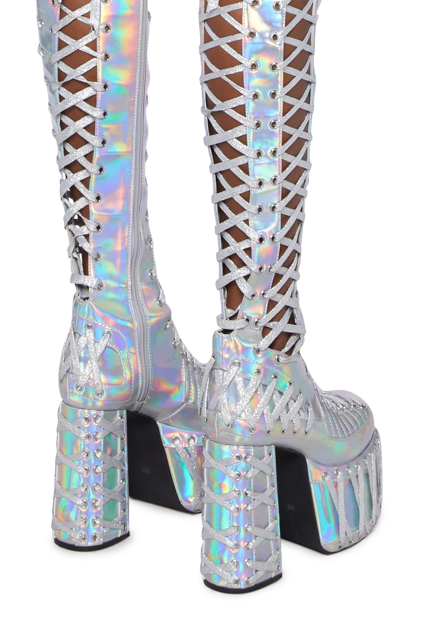 Rude Awakening Thigh High Boots - Holographic - Image 6