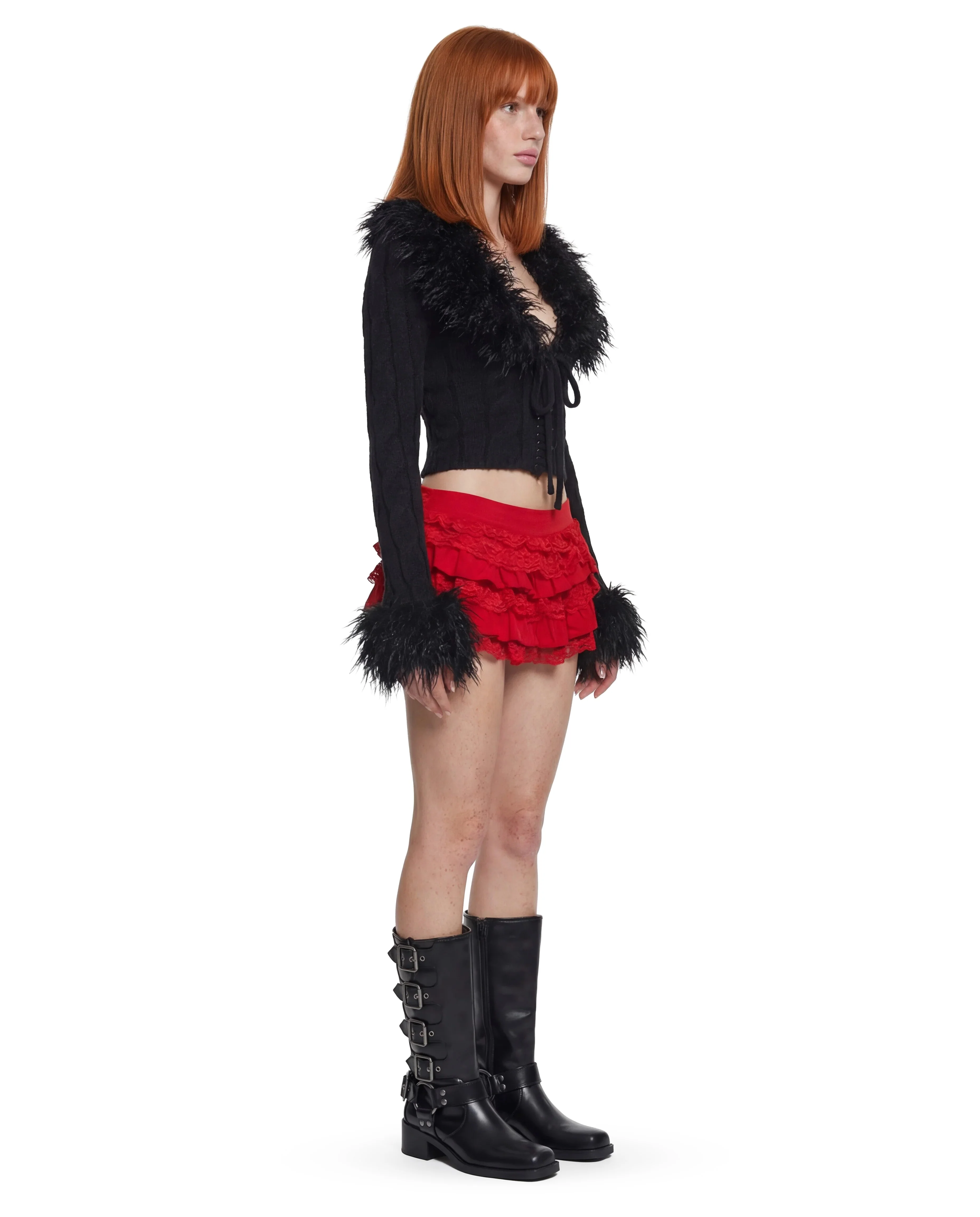 Darling Affection Ruffled Mini Skort - Red - Image 3