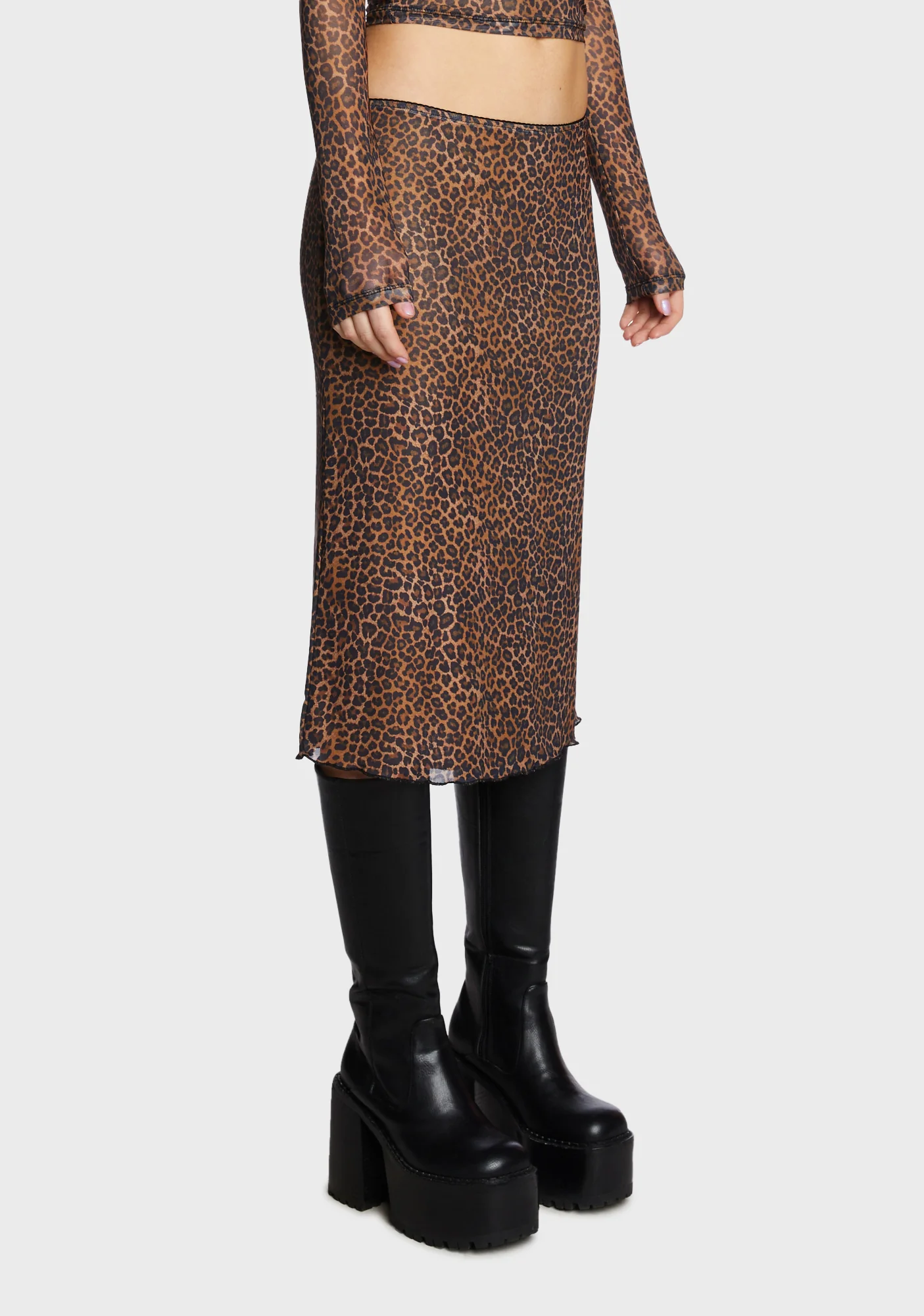 Rujha Midi Skirt - Mesh Rar Leopard - Image 3