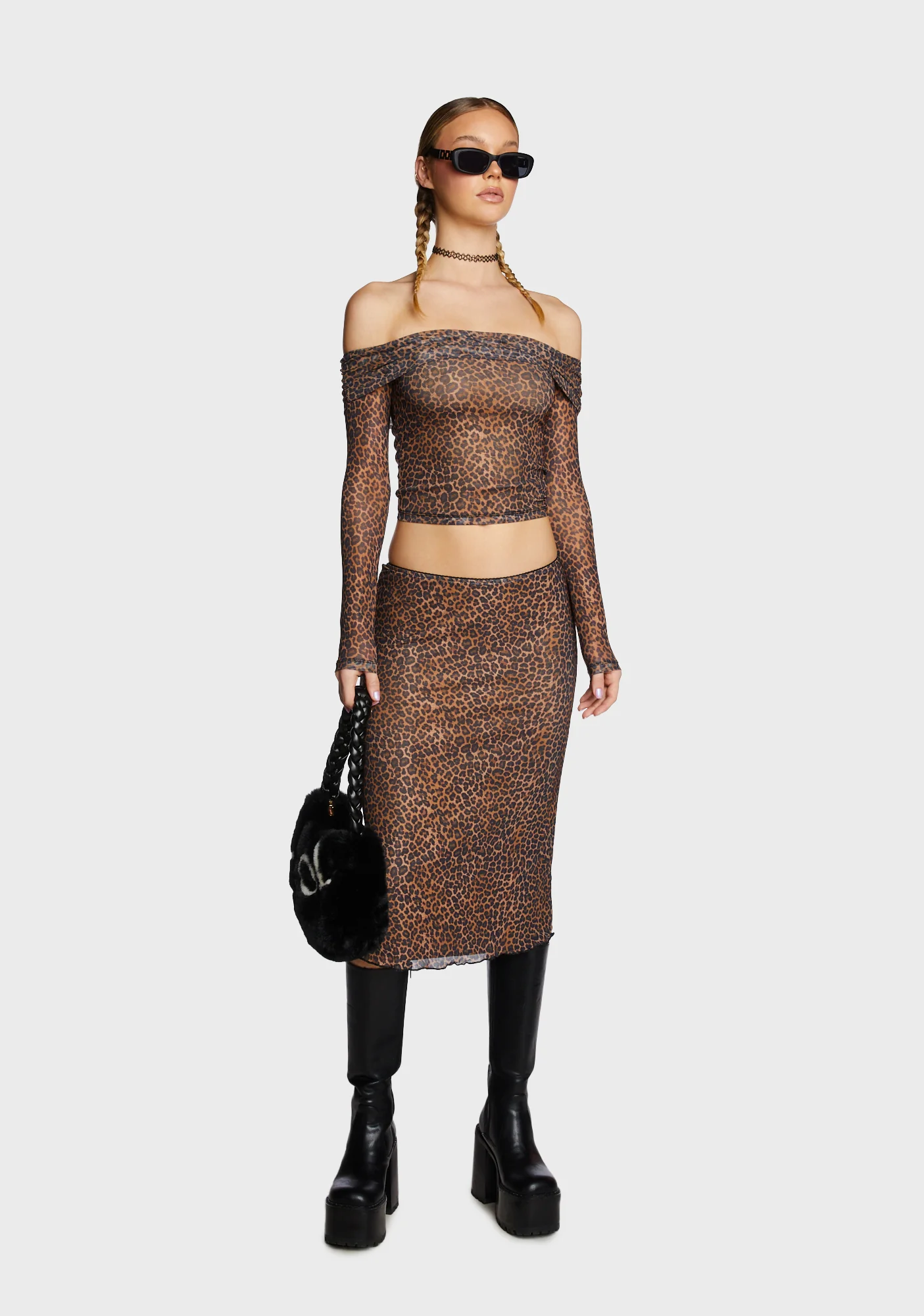 Rujha Midi Skirt - Mesh Rar Leopard - Image 5