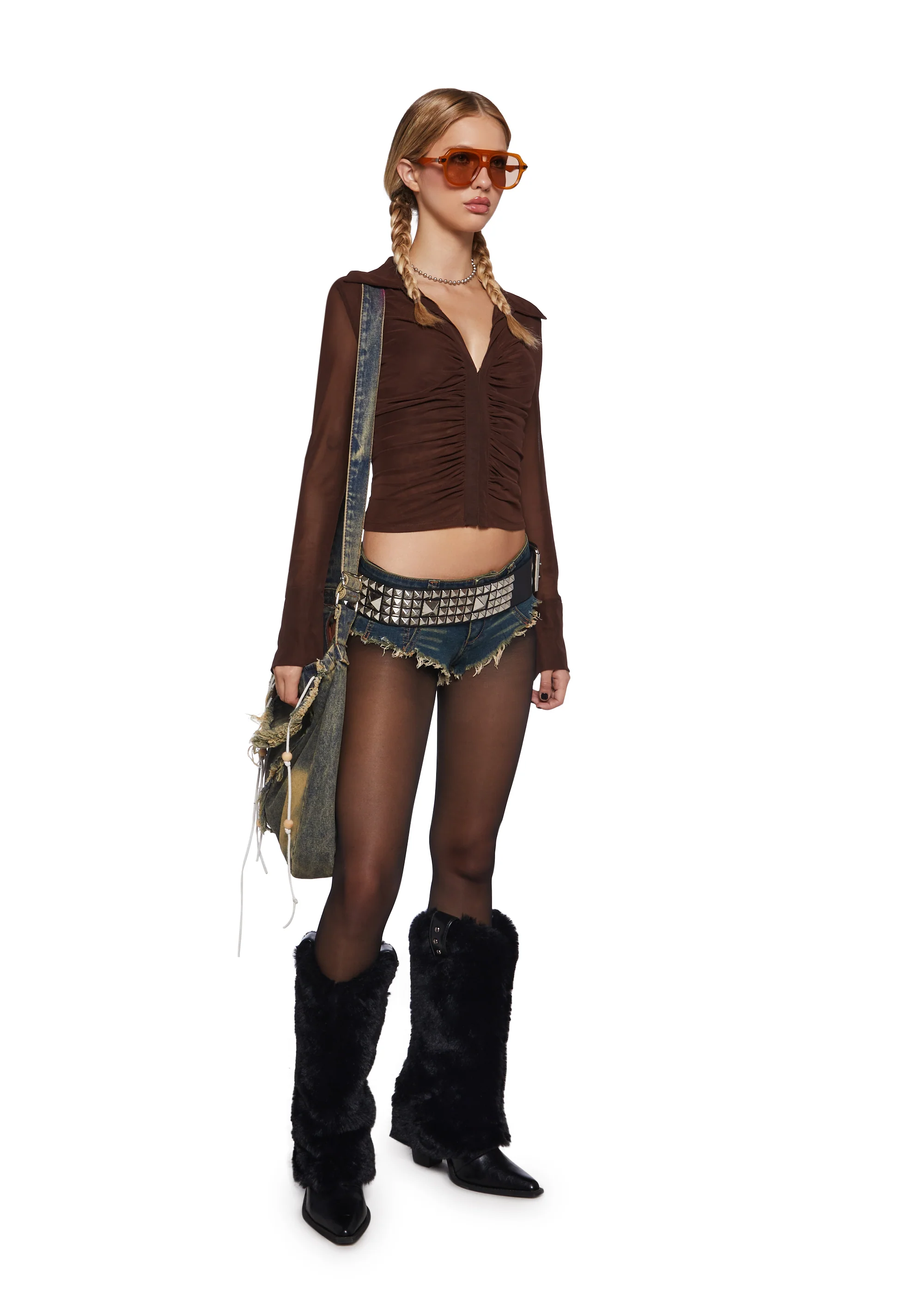 Runaway Riot Long Sleeve Top - Brown - Image 2