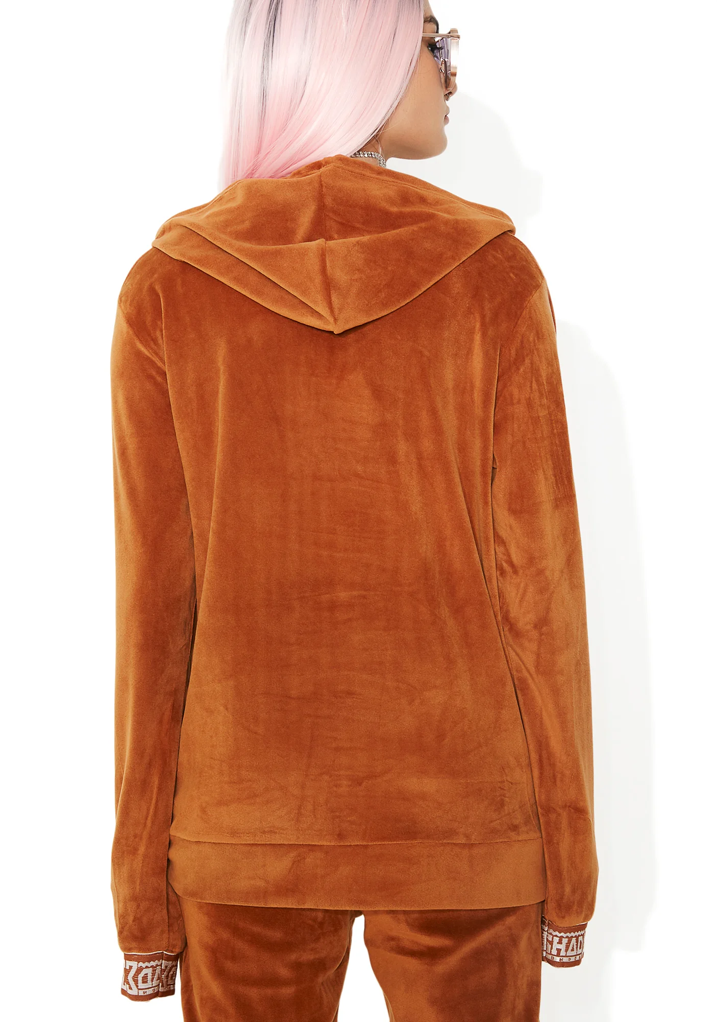 Rust Velour Hooded Sweat - Image 7