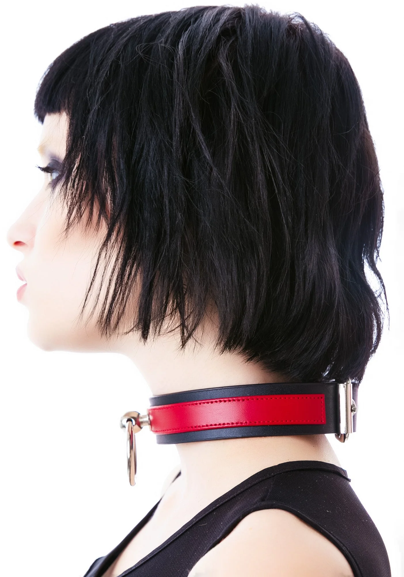 Saddle Stud O Ring Choker - Red - Image 2