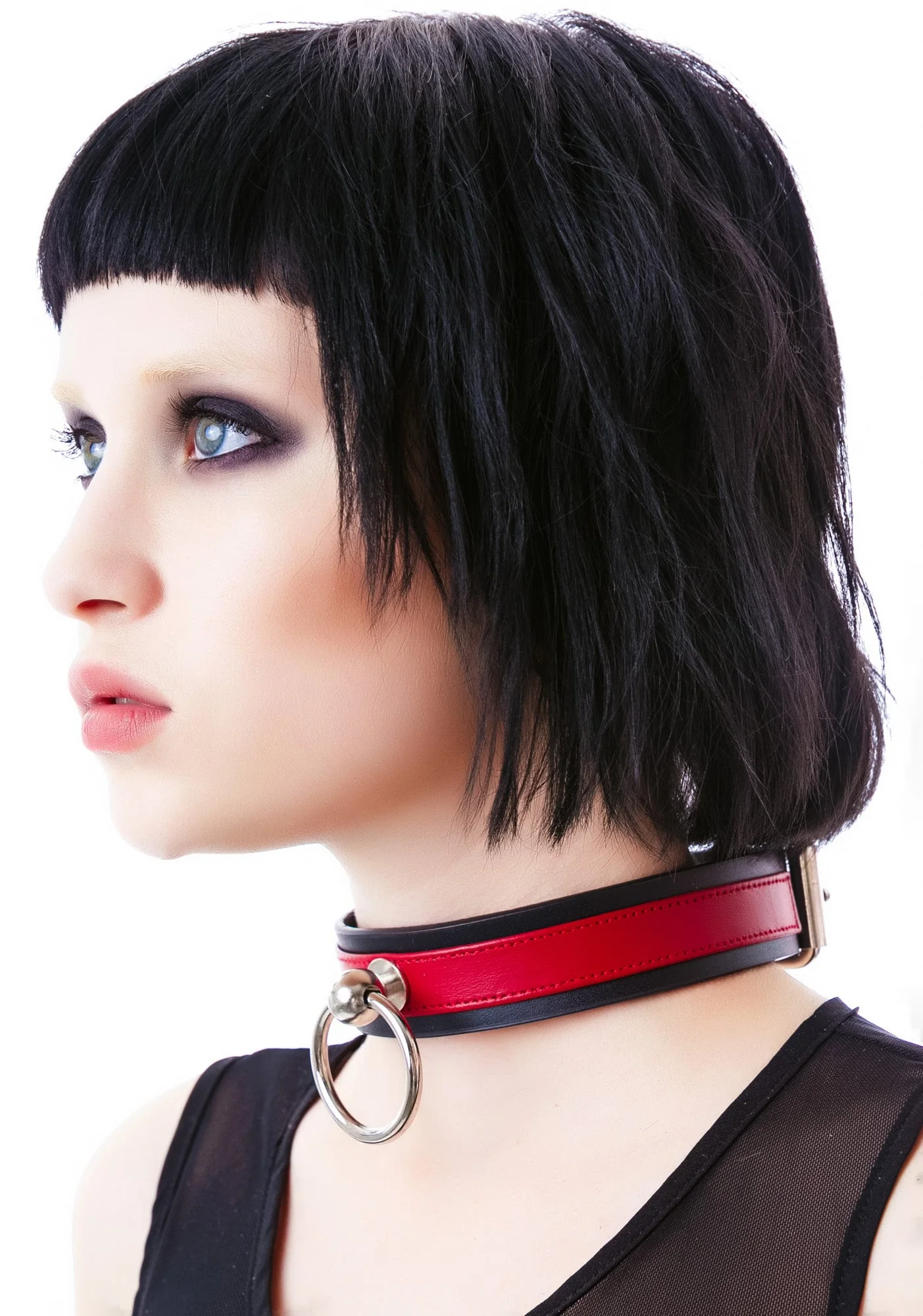 Saddle Stud O Ring Choker - White - Image 3
