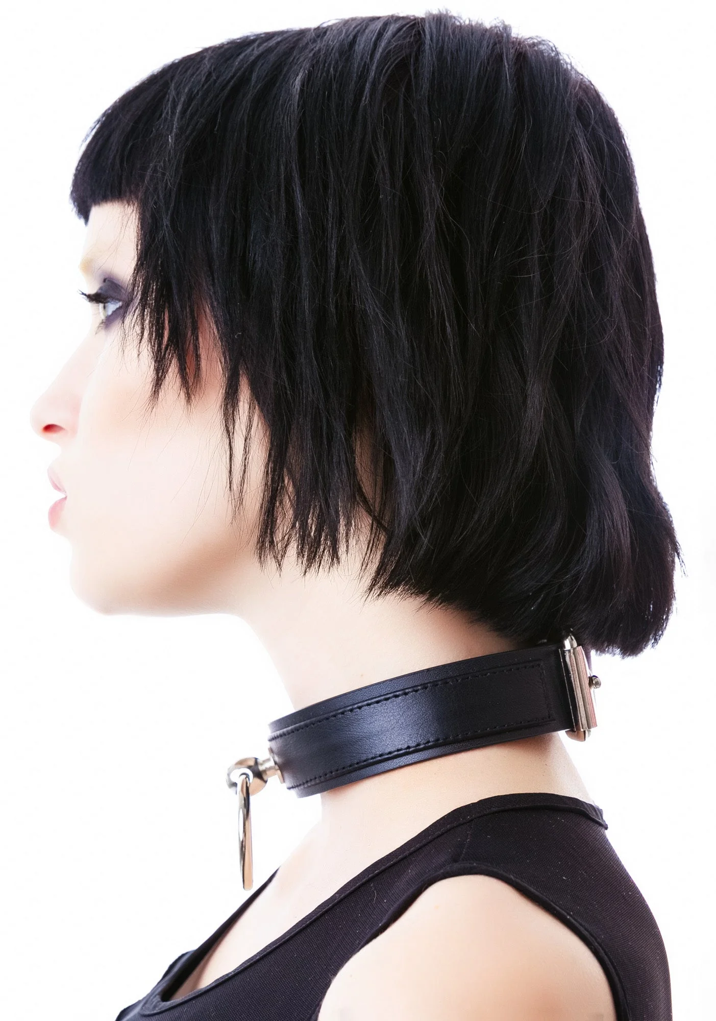 Saddle Stud O Ring Choker - White - Image 9