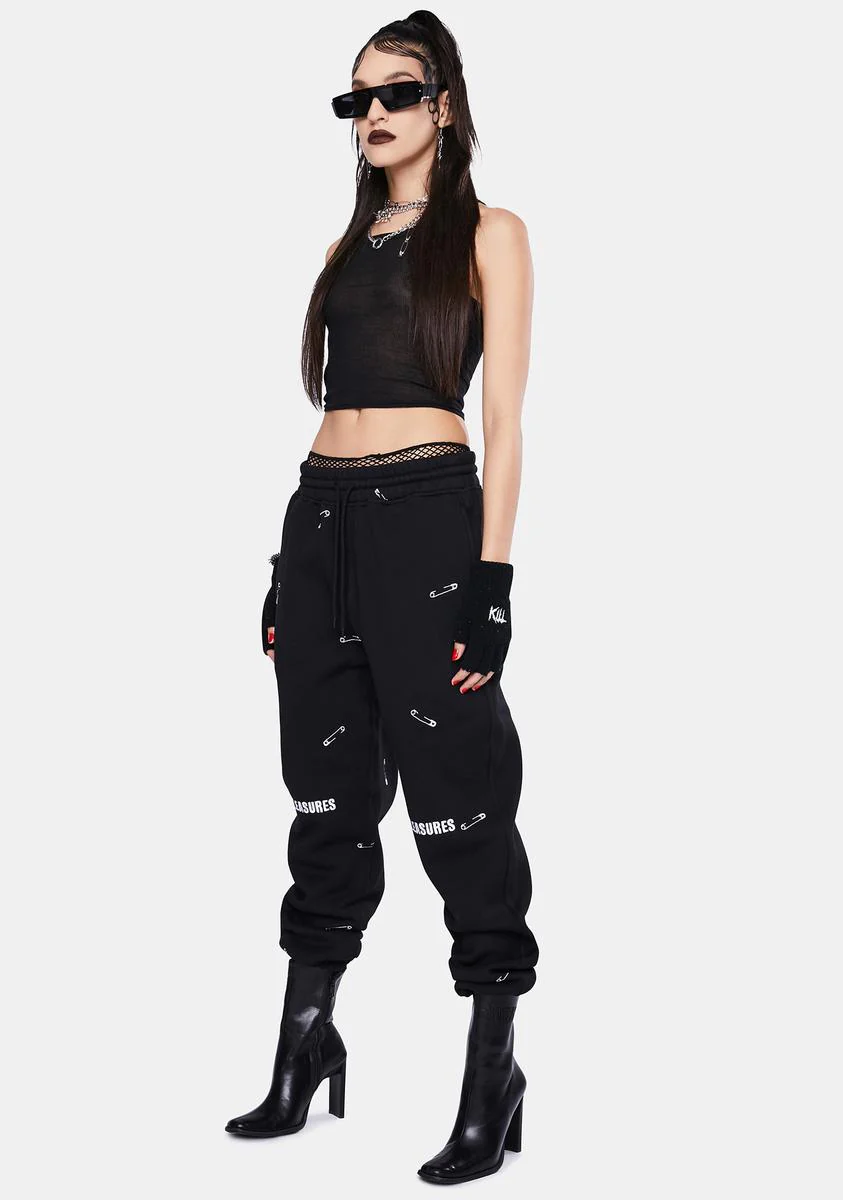 Safety Pin Embroidered Sweatpants - Image 2
