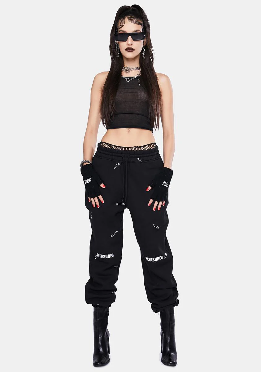 Safety Pin Embroidered Sweatpants - Image 3