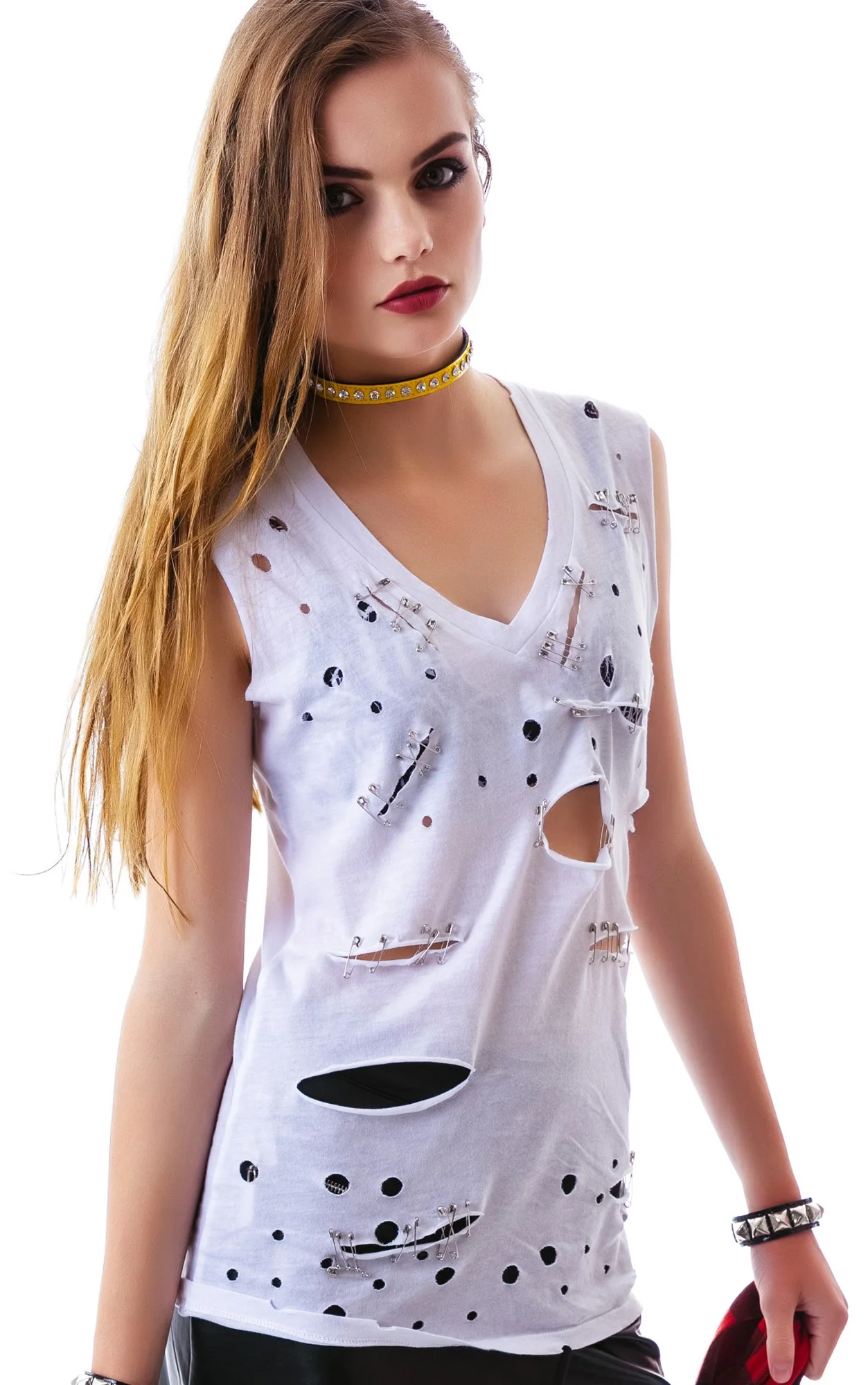 Safety Pin Tank Top - White - Image 6
