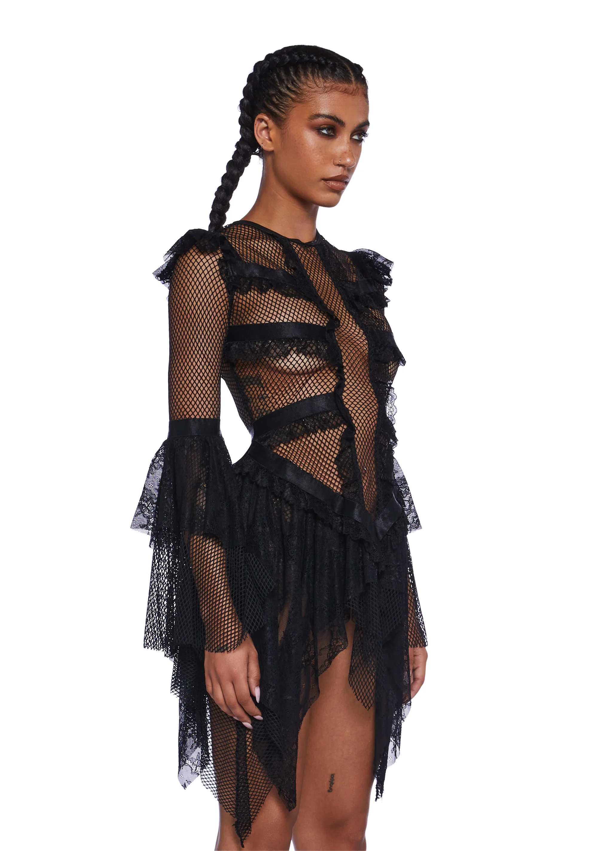 Saints & Sinners Fishnet Mini Dress - Black - Image 2