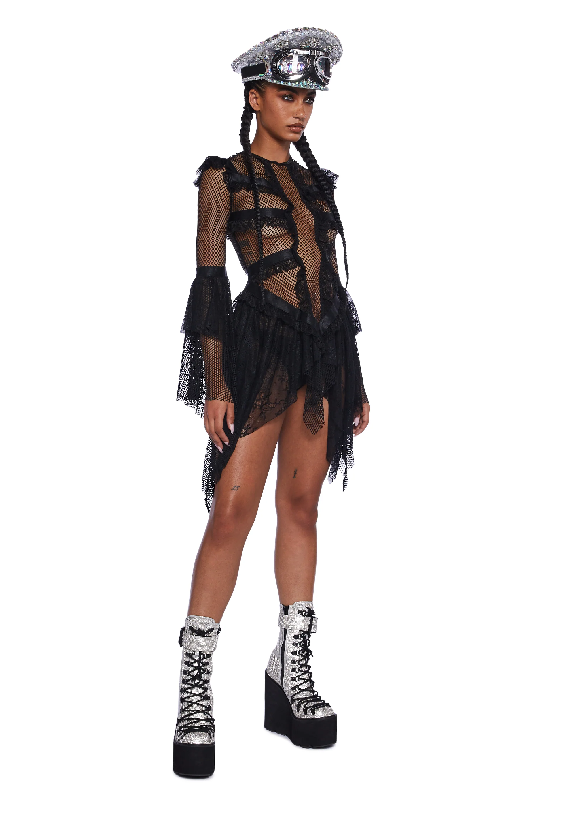 Saints & Sinners Fishnet Mini Dress - Black - Image 3