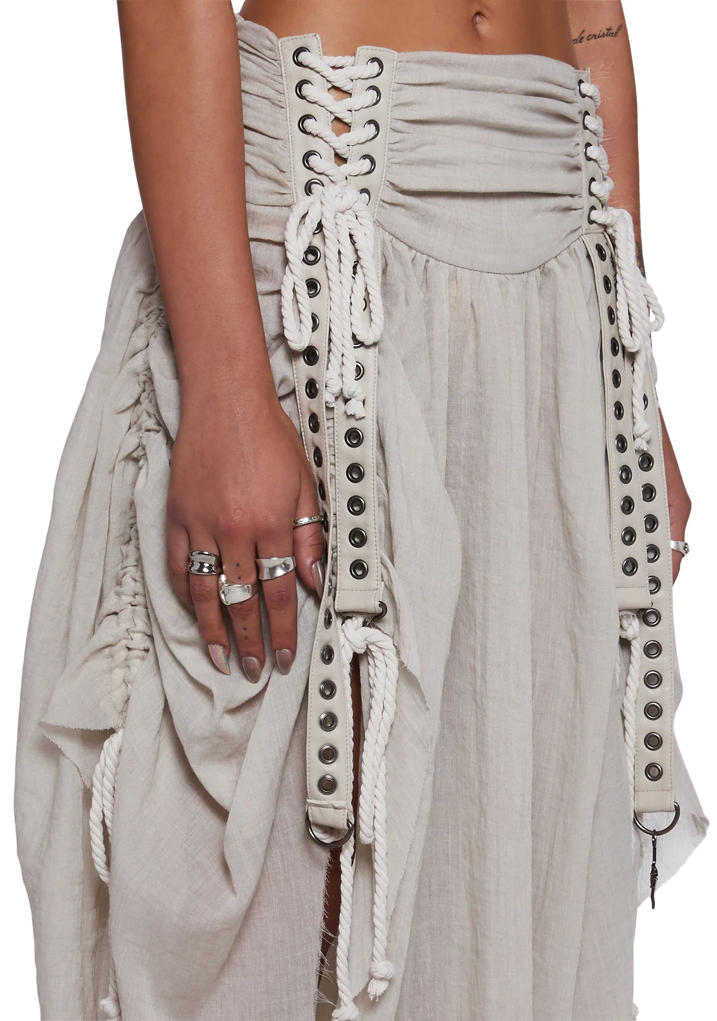 Frequency Asymmetrical Ruched Skirt - Sand - Image 3