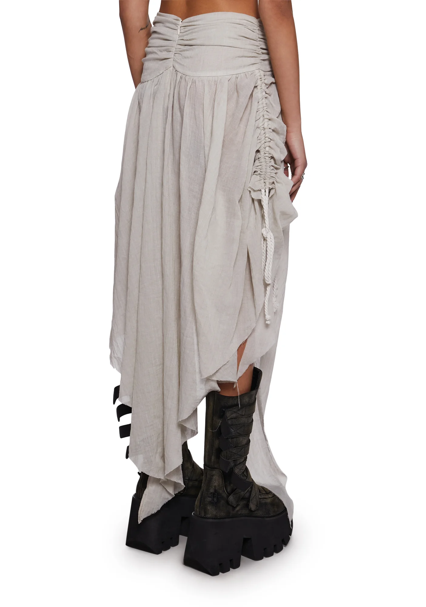 Frequency Asymmetrical Ruched Skirt - Sand - Image 4