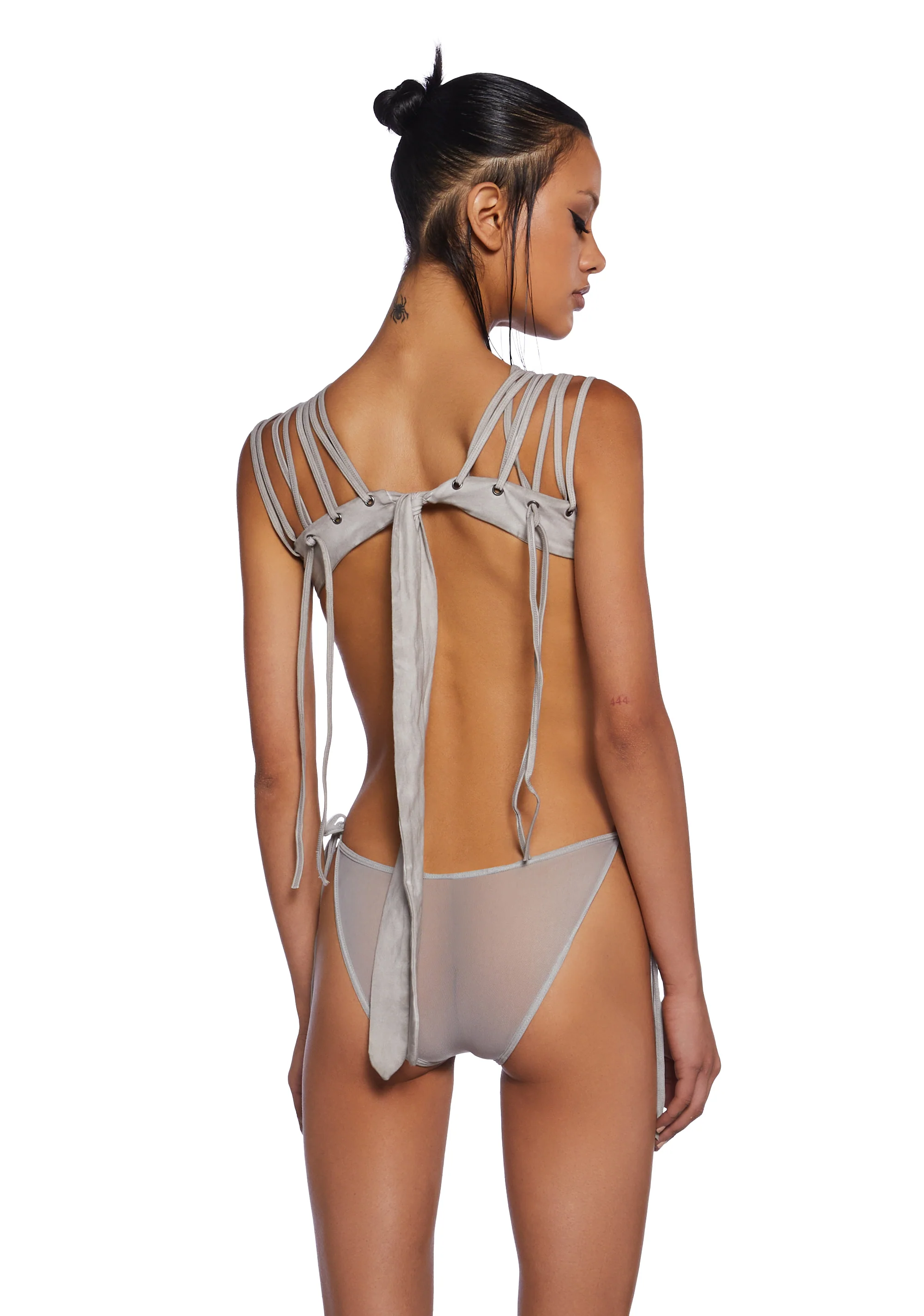 Frequency Strappy Mesh And Jersey Bodysuit - Sand - Image 4