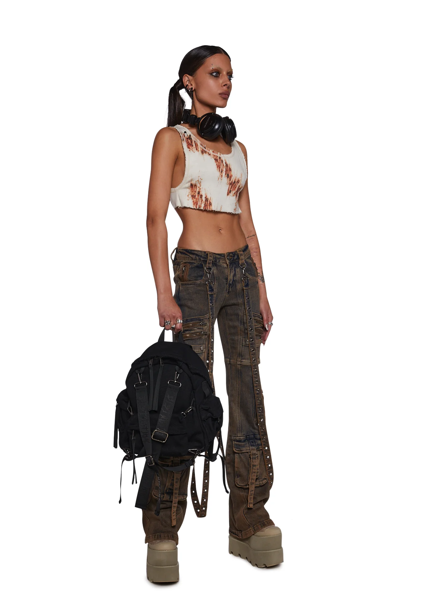 Frequency Strappy Cargo Jeans - Image 2