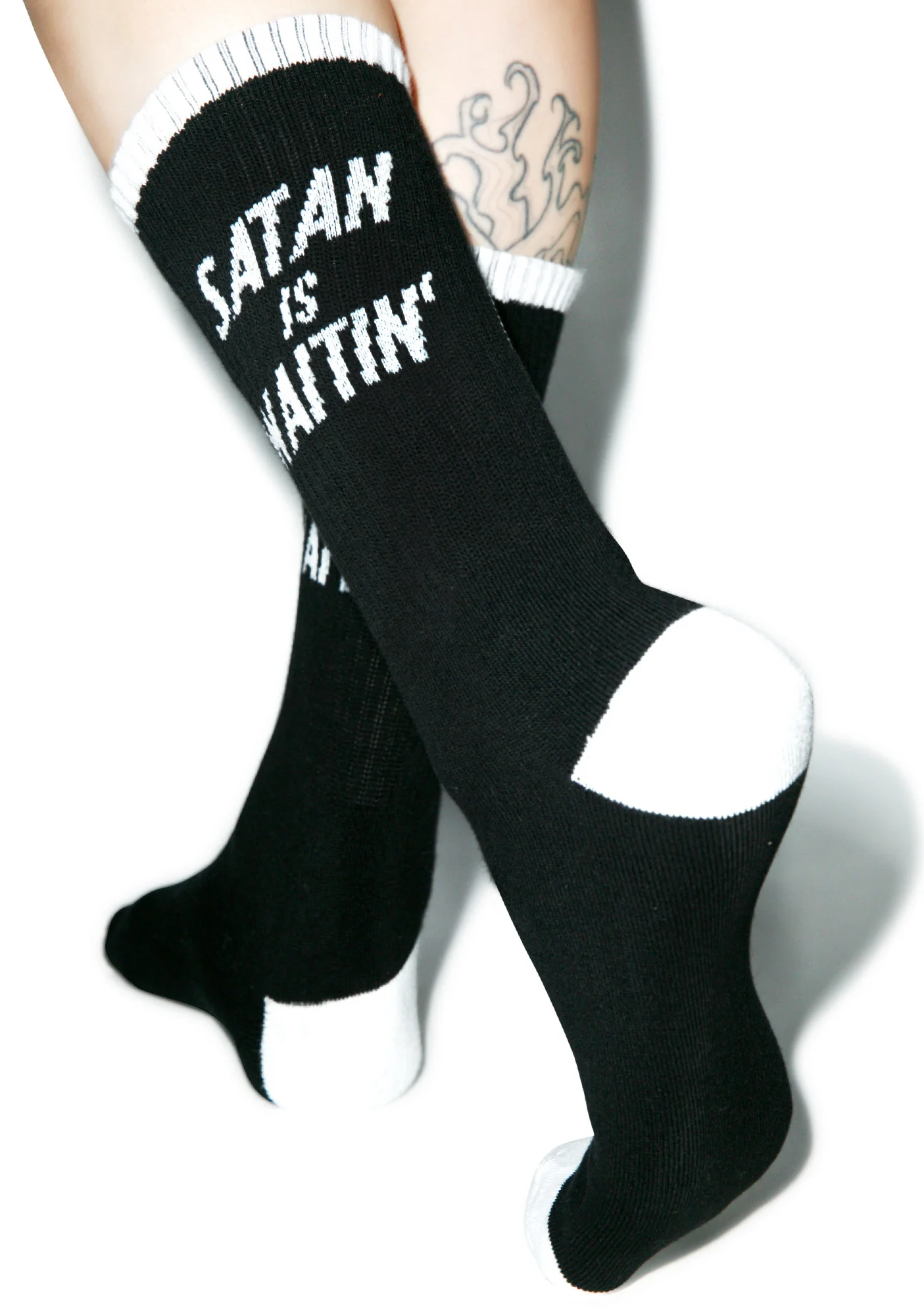 Satan Is Waitin' Raven Socks - Image 4