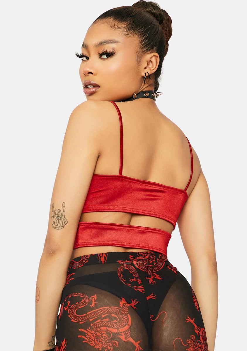 Scarlet Dark Bloom Cutout Crop Top - Image 4