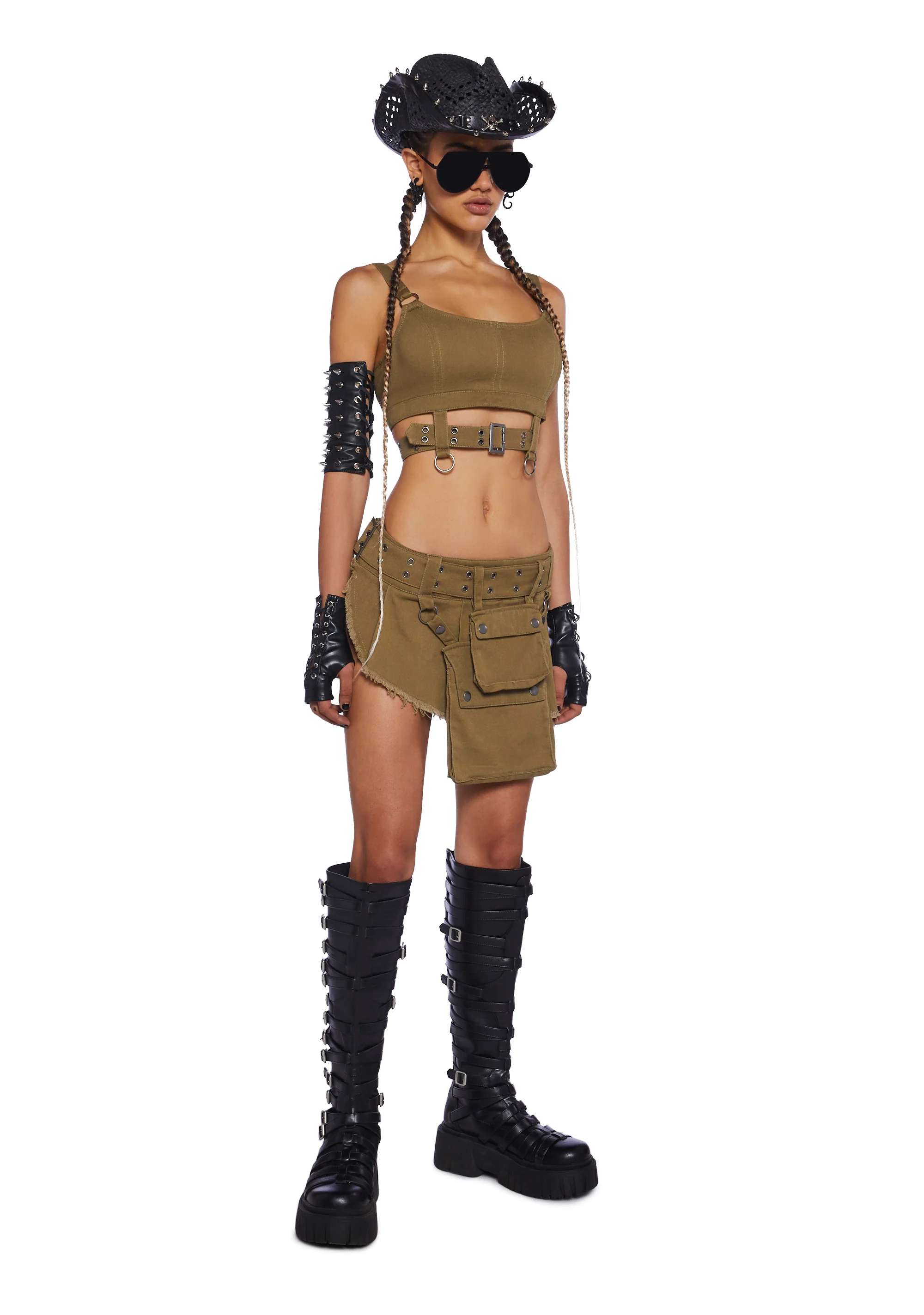Scorched Earth Utility Mini Skirt - Green - Image 2