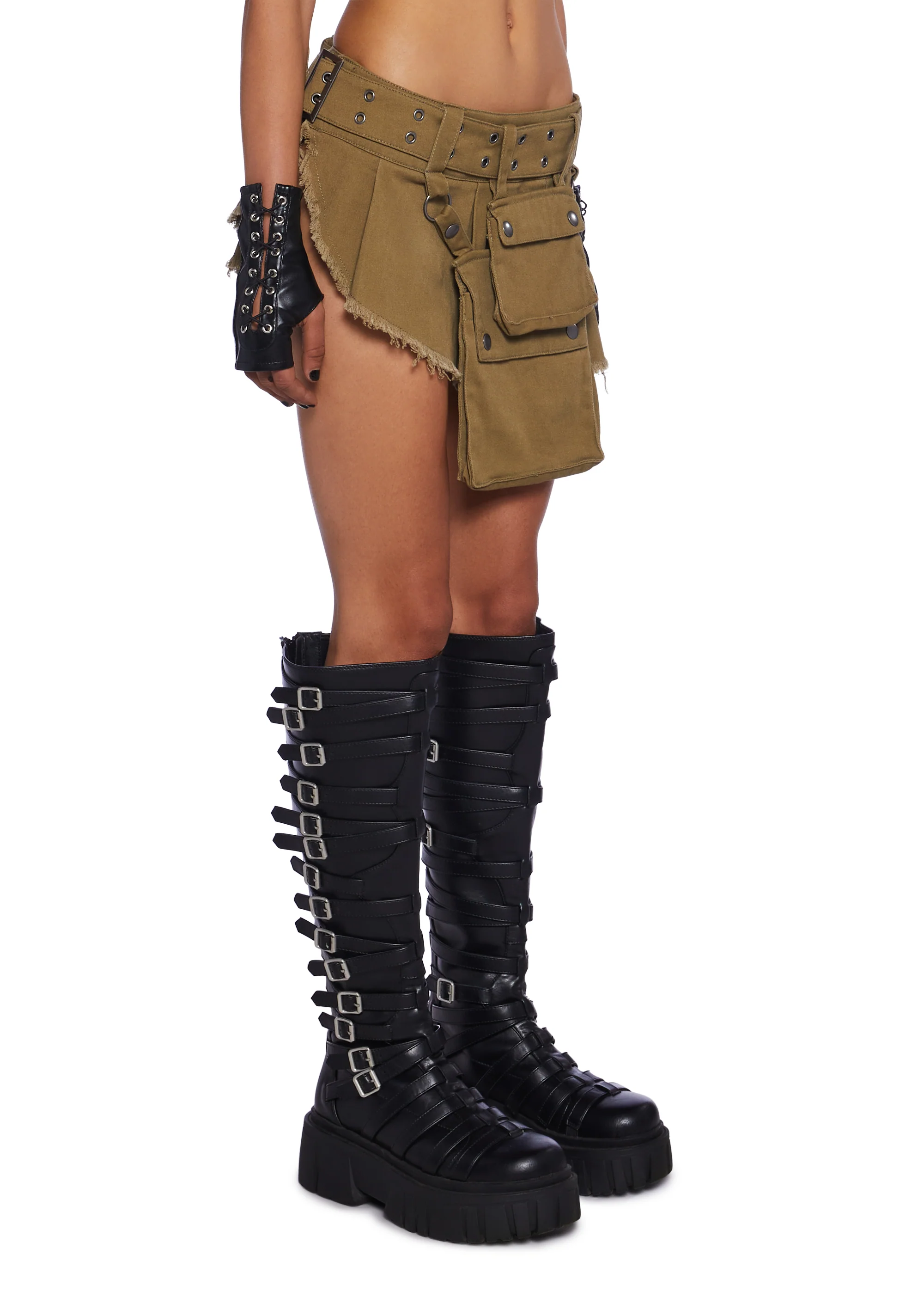 Scorched Earth Utility Mini Skirt - Green - Image 3