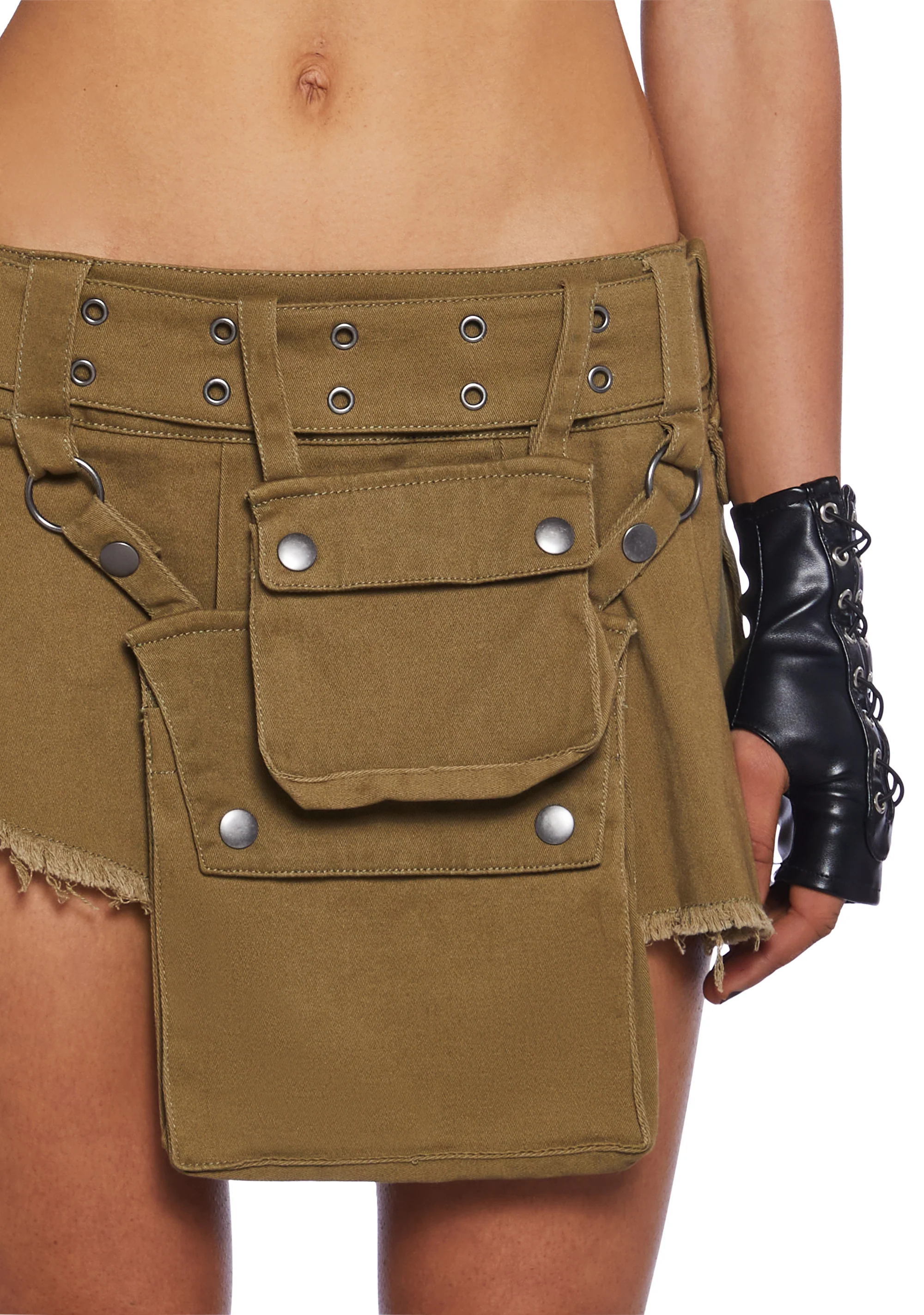 Scorched Earth Utility Mini Skirt - Green - Image 5