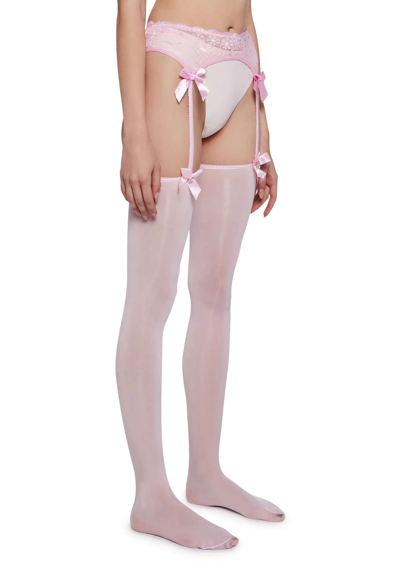 Searching For Love Garter Tights-Pink - Image 2