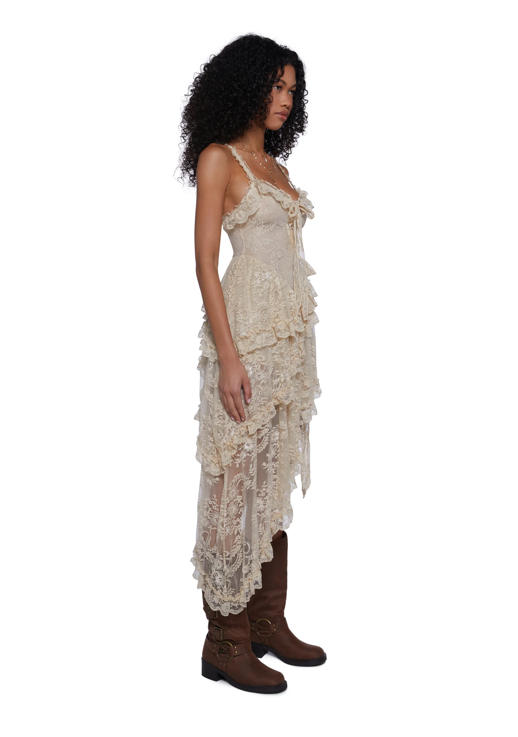 Seductive Silence Midi Dress - Champagne - Image 3