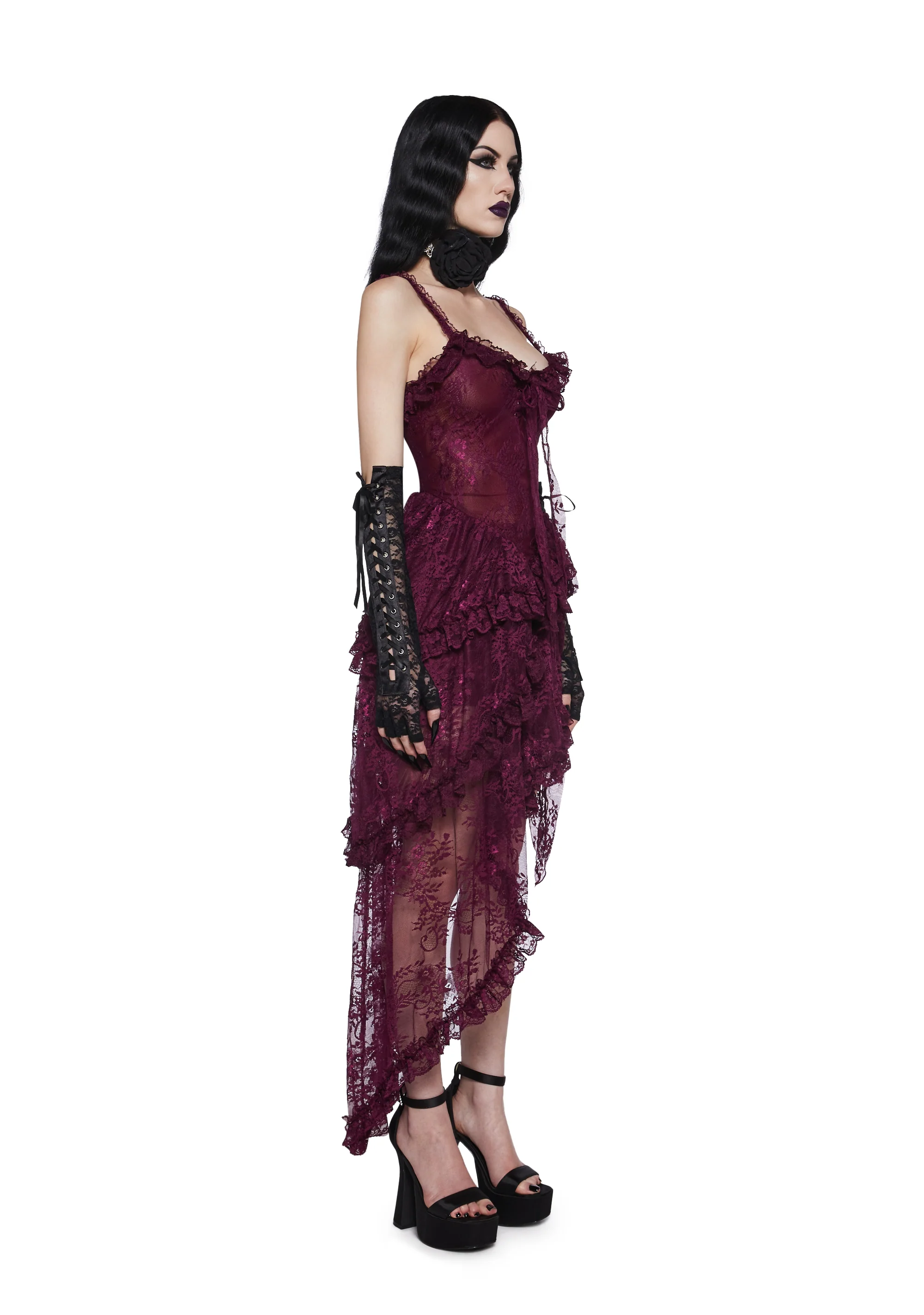 Seductive Silence Midi Dress - Dark Red - Image 3