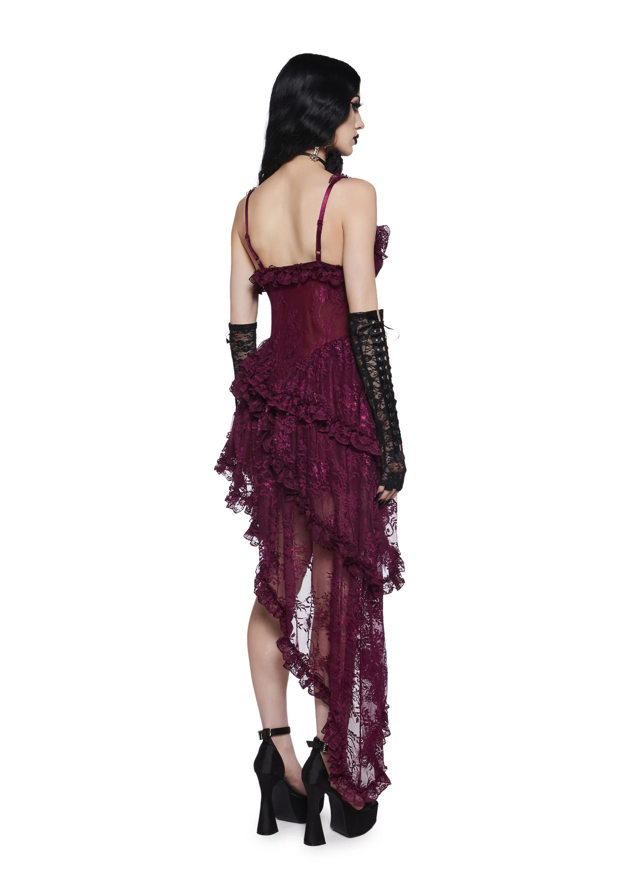 Seductive Silence Midi Dress - Dark Red - Image 4
