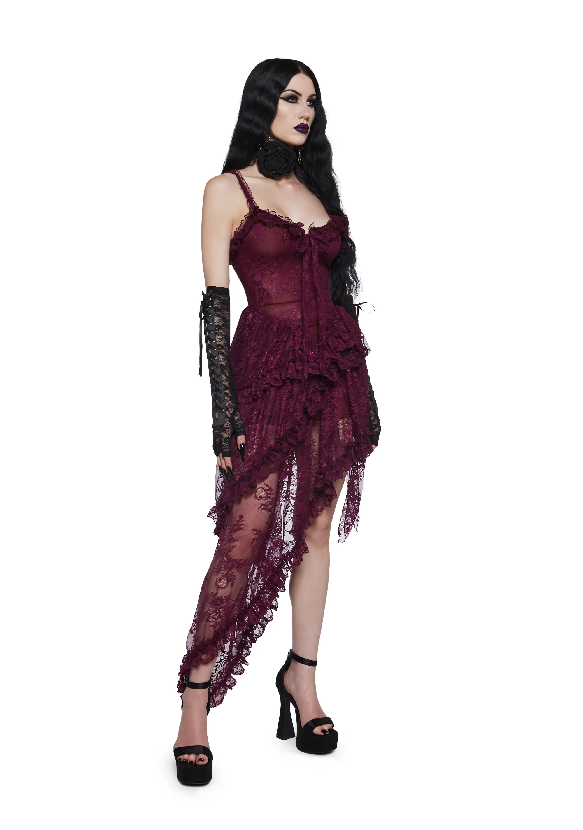 Seductive Silence Midi Dress - Dark Red - Image 5