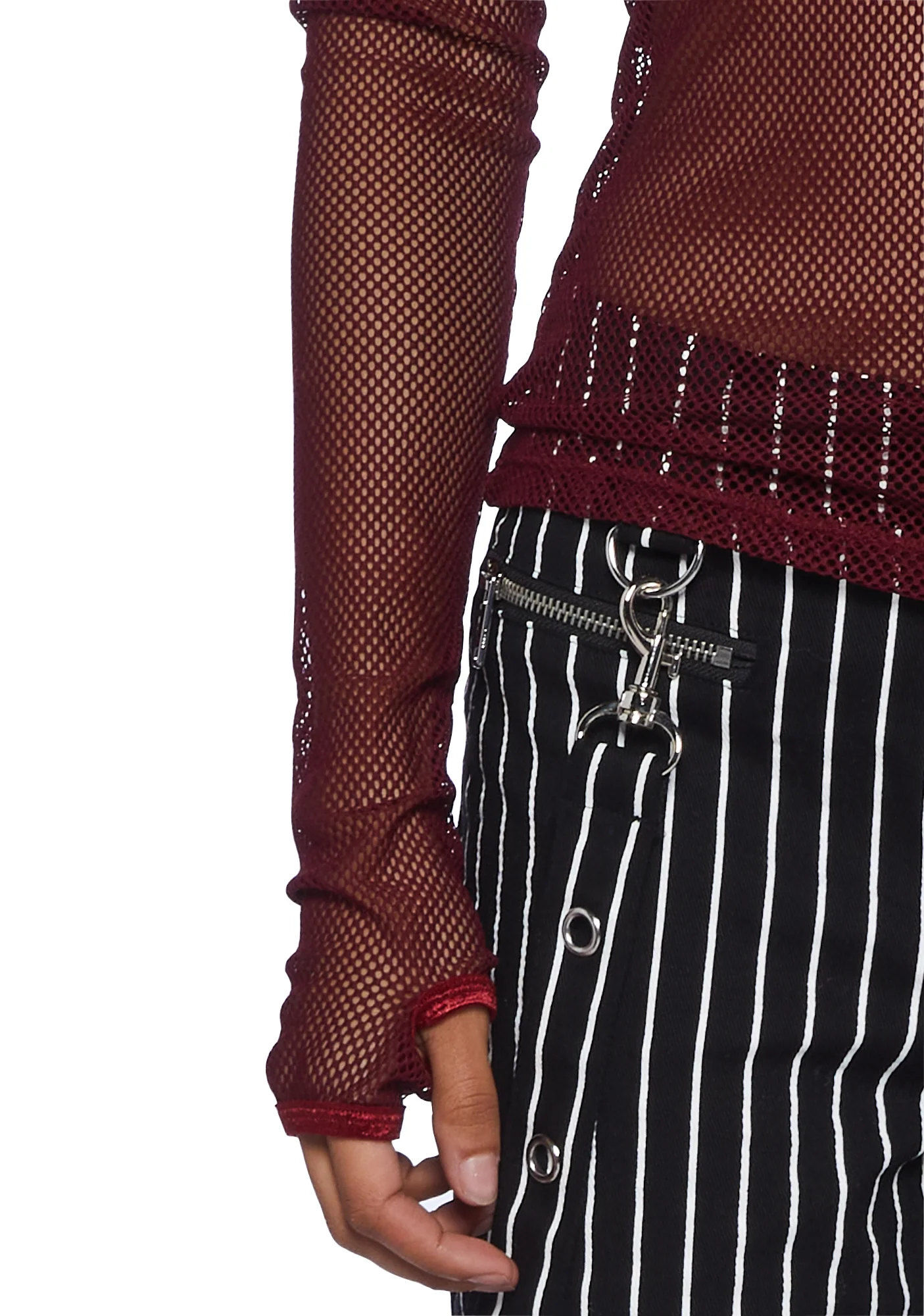 See Thru Me Fishnet Top - Burgundy - Image 5
