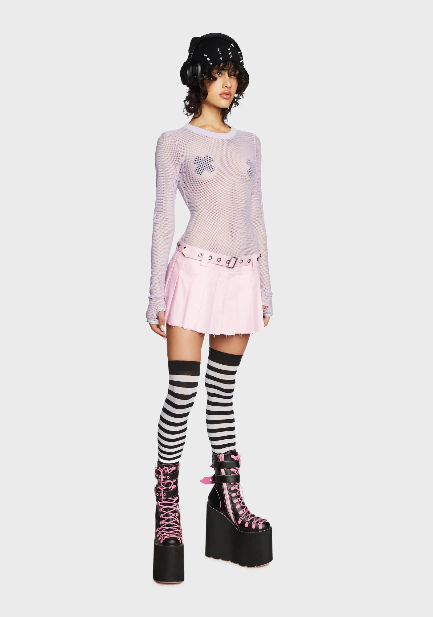 See Thru Me Fishnet Top - Lavender - Image 3