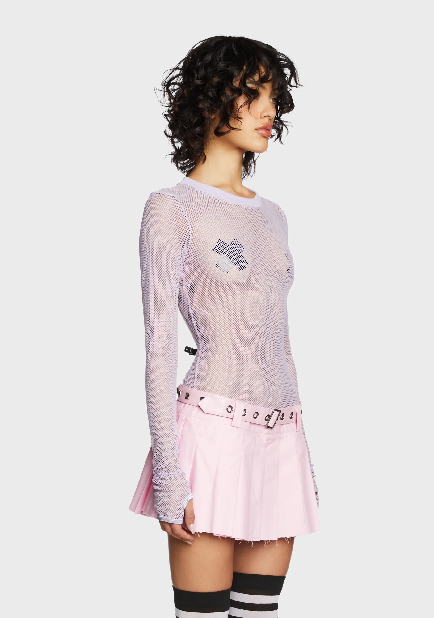 See Thru Me Fishnet Top - Lavender - Image 4
