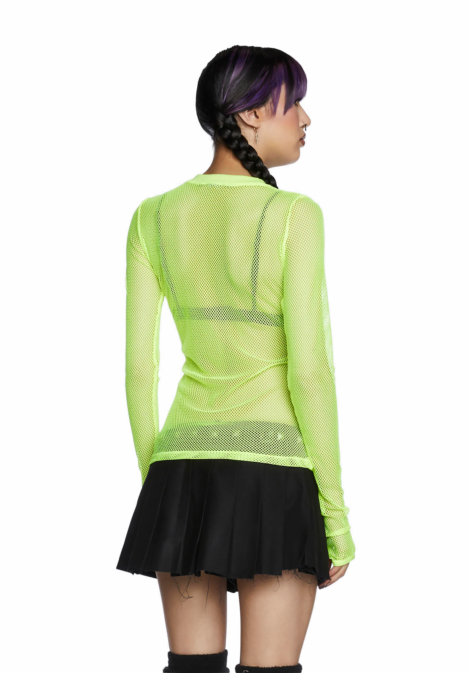 See Thru Me Fishnet Top - Neon Yellow - Image 3