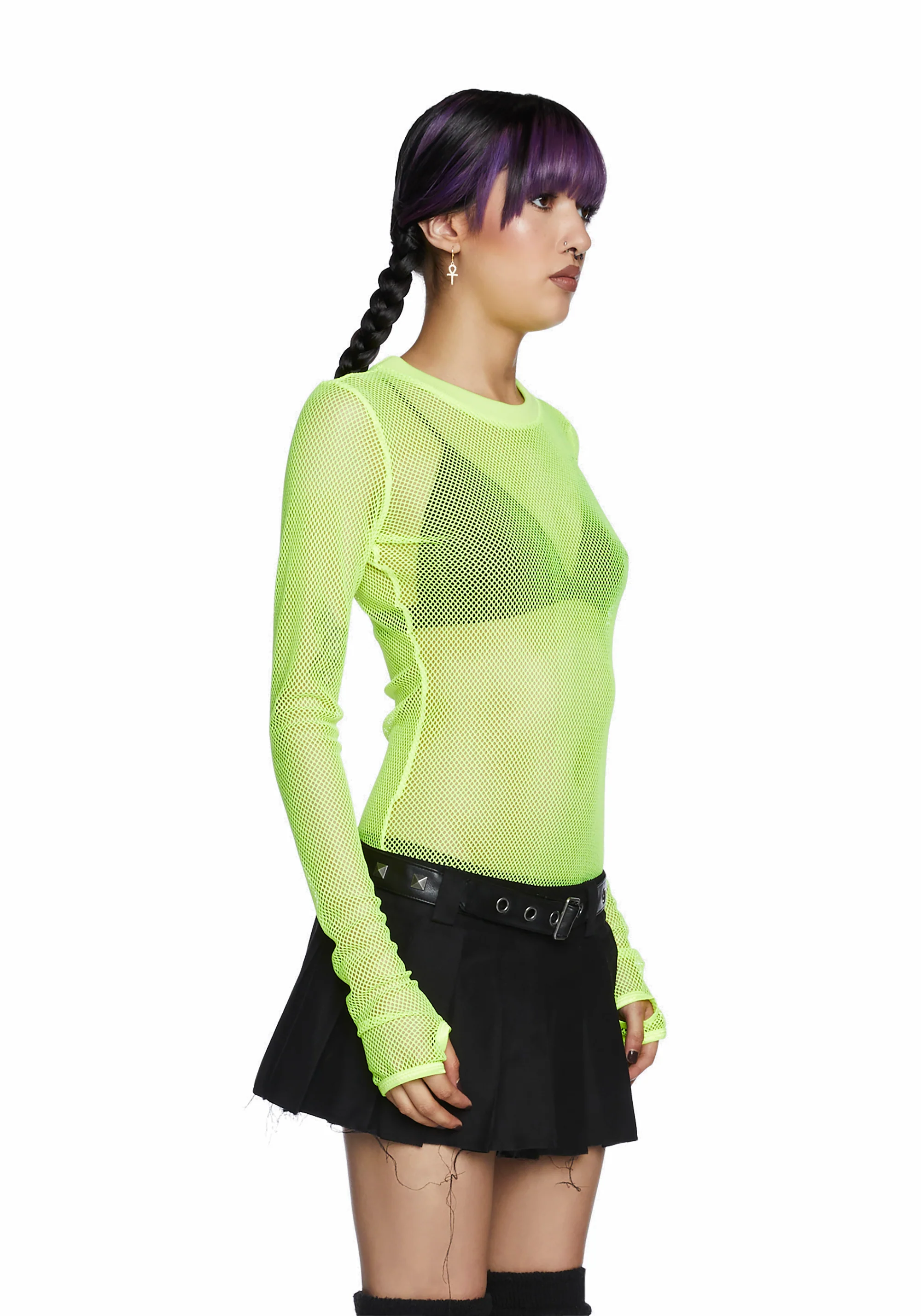 See Thru Me Fishnet Top - Neon Yellow - Image 4