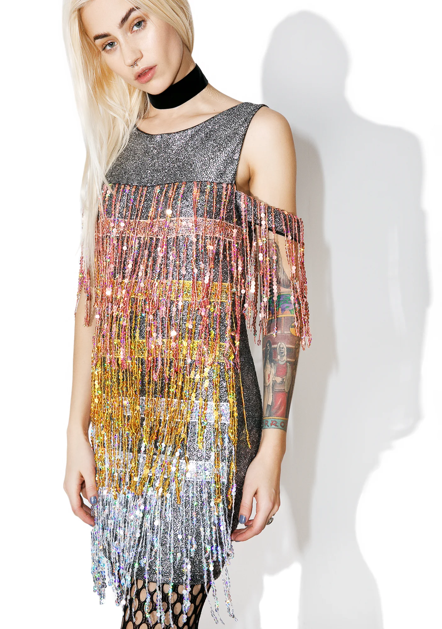 Sequin Fringe Mini Dress - Image 4