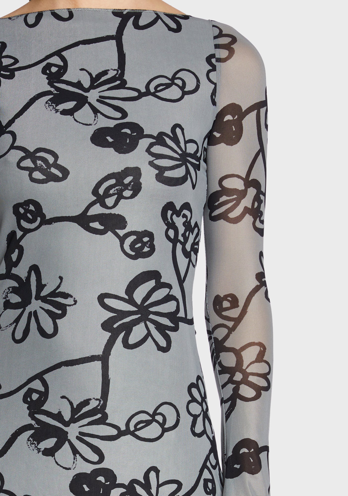 Sevila Mini Dress - Flower Grey - Image 2