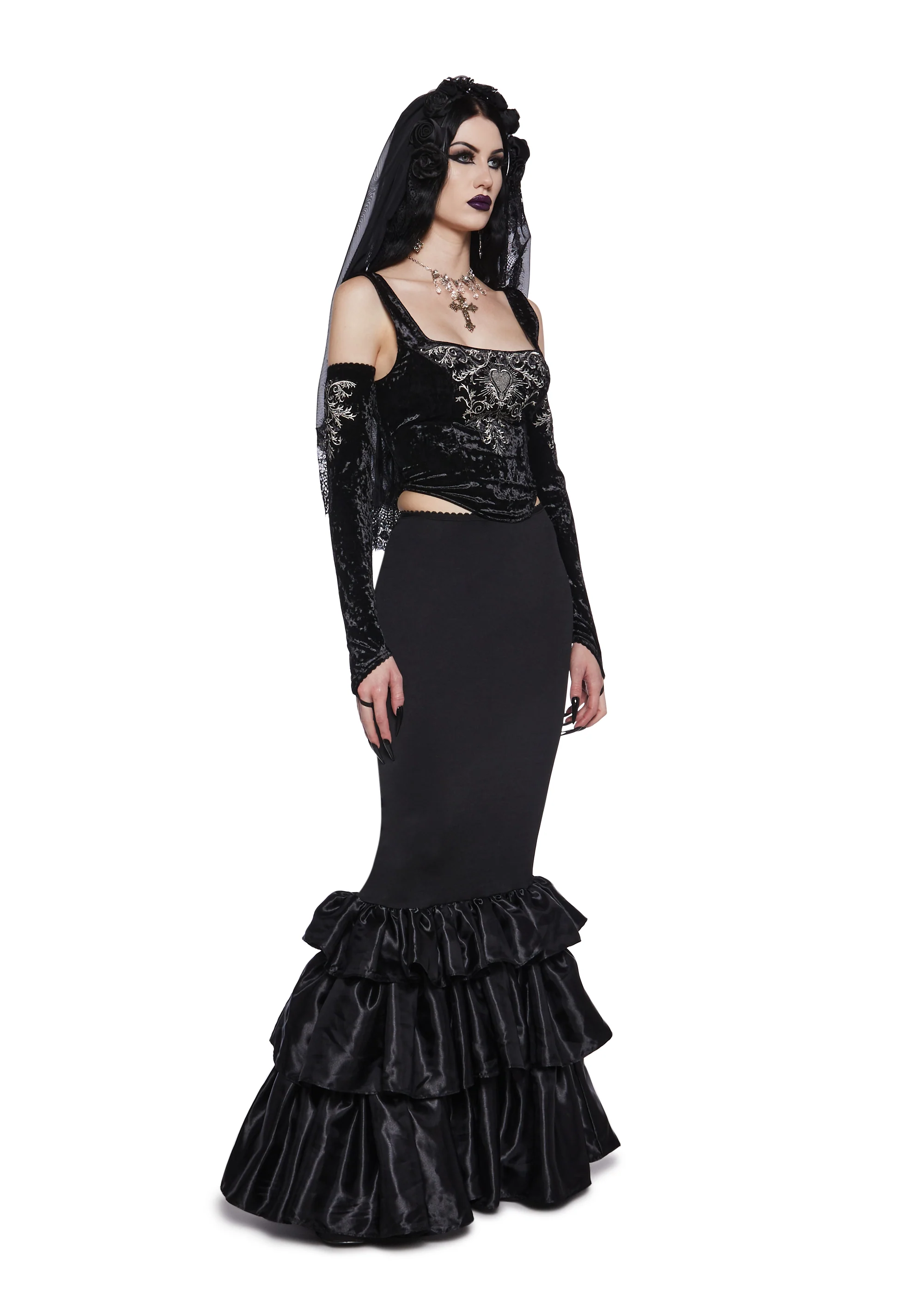Shadowed Grandeur Bustle Maxi Skirt - Image 7