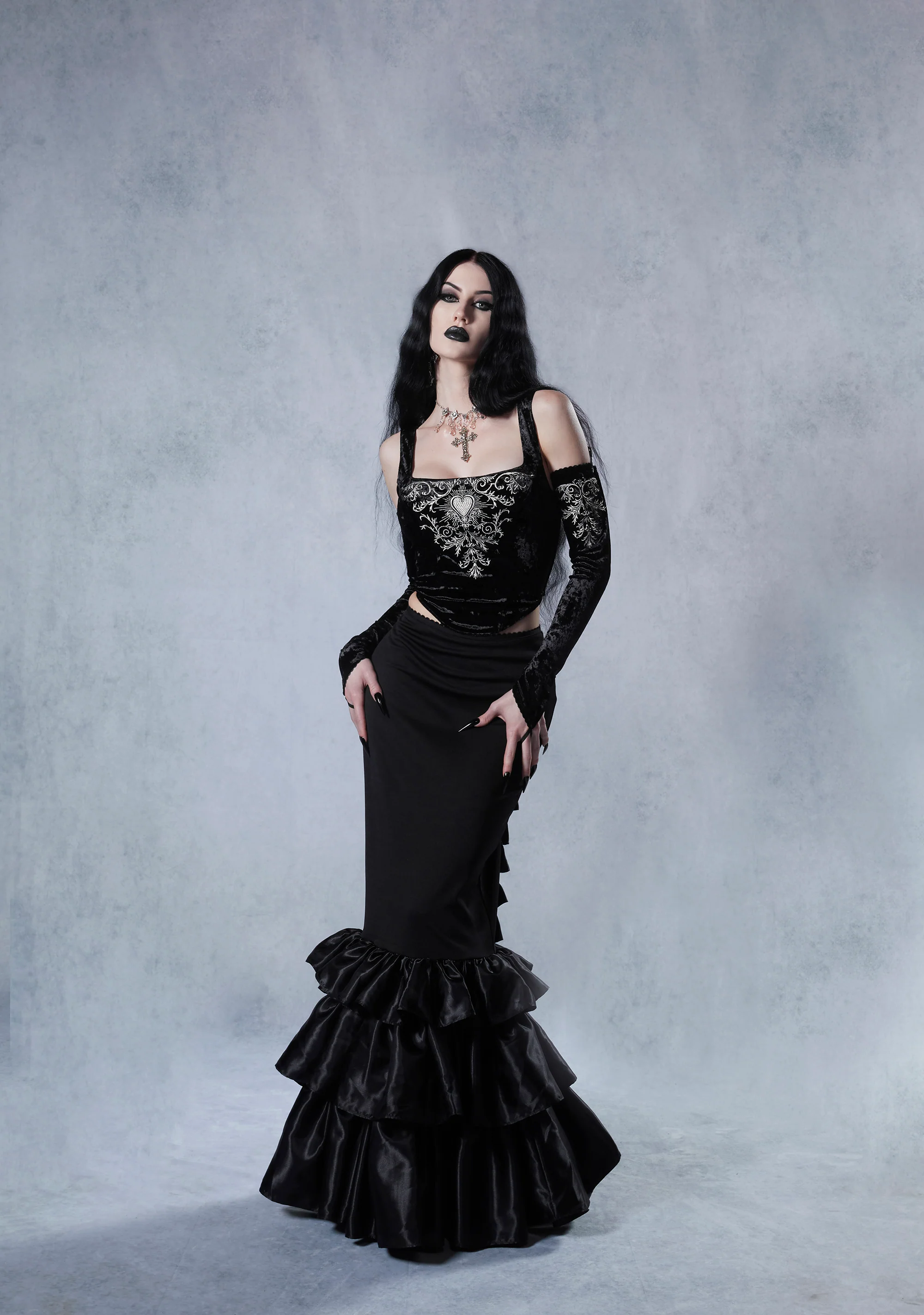 Shadowed Grandeur Bustle Maxi Skirt - Image 9