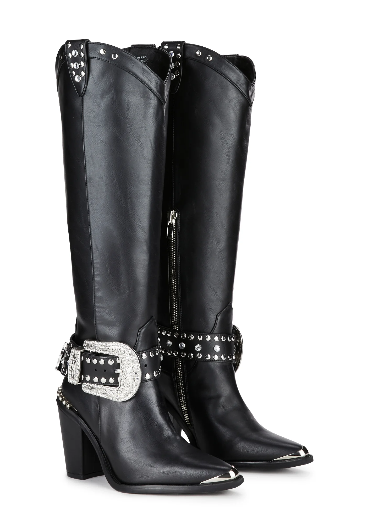 Sharp Sheriff Shine Knee High Boots - Black - Image 3
