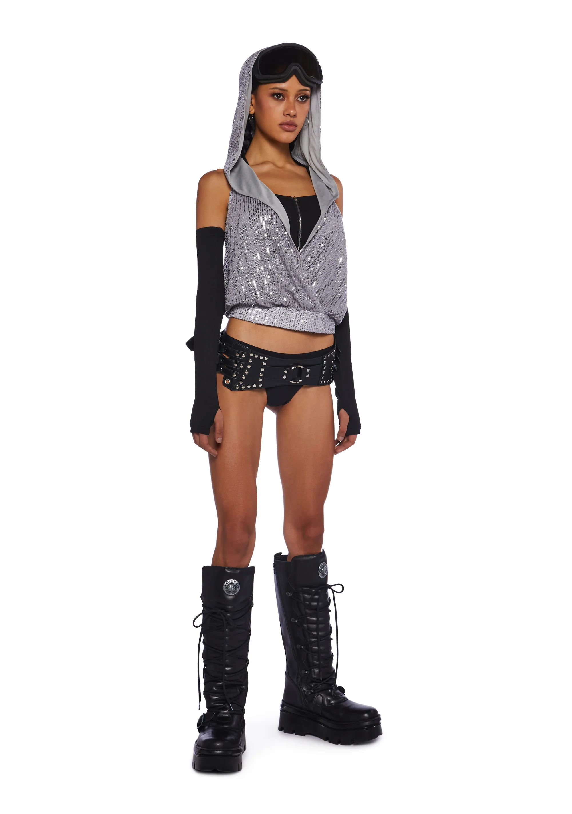 Shimmer Escapes Sequined Hooded Top - Image 2