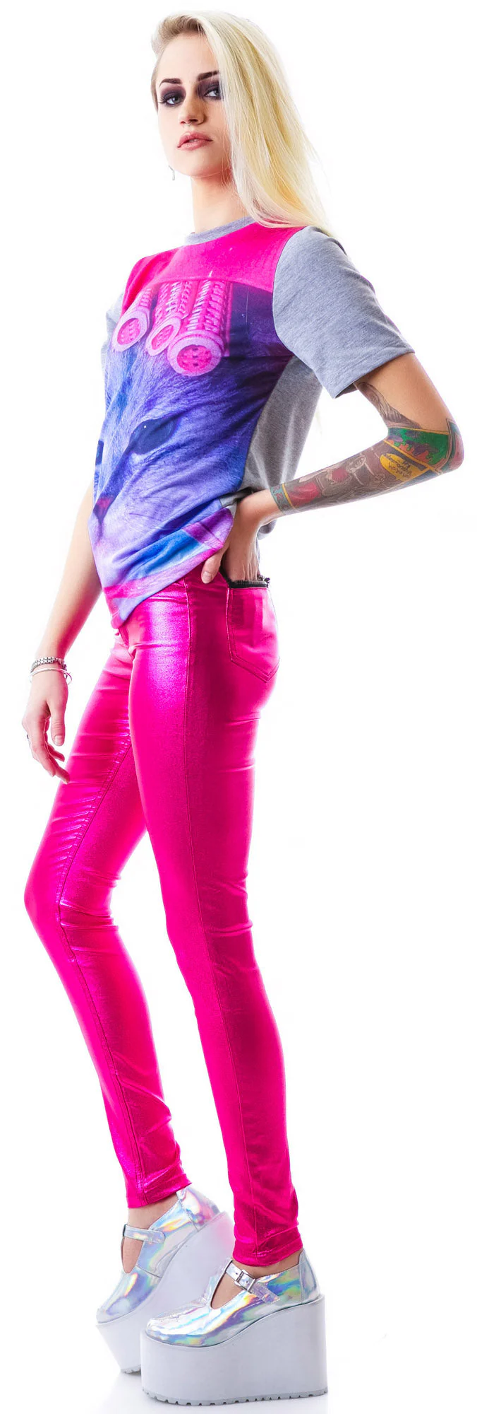 Shimmer Skinny Jeans - Pink - Image 10