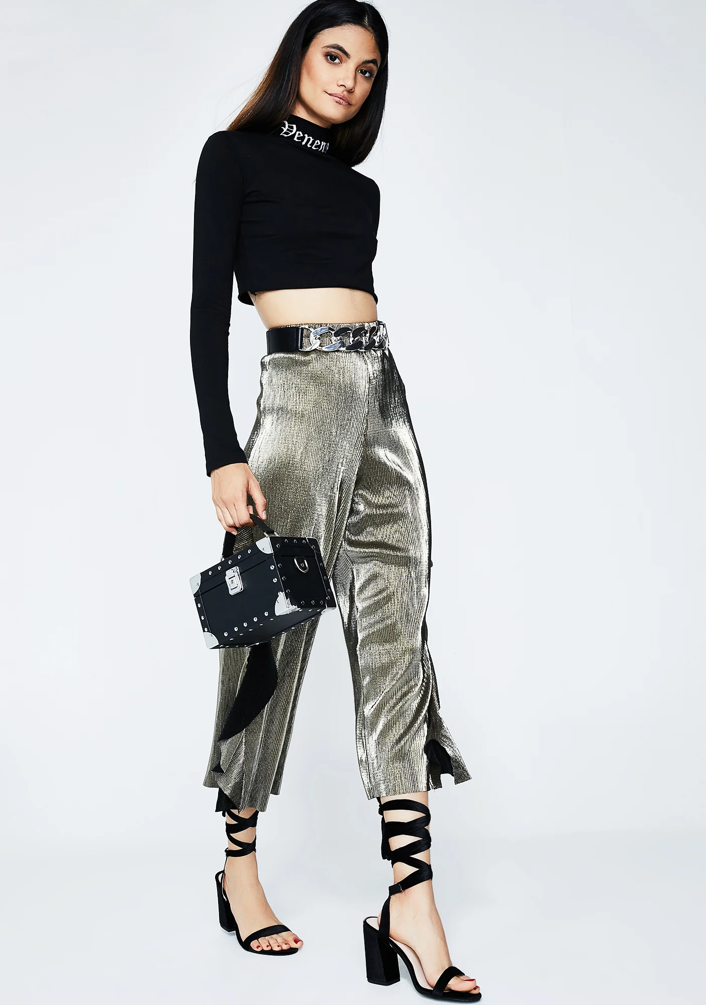 Shimmery Frills Crop Pants - Image 3