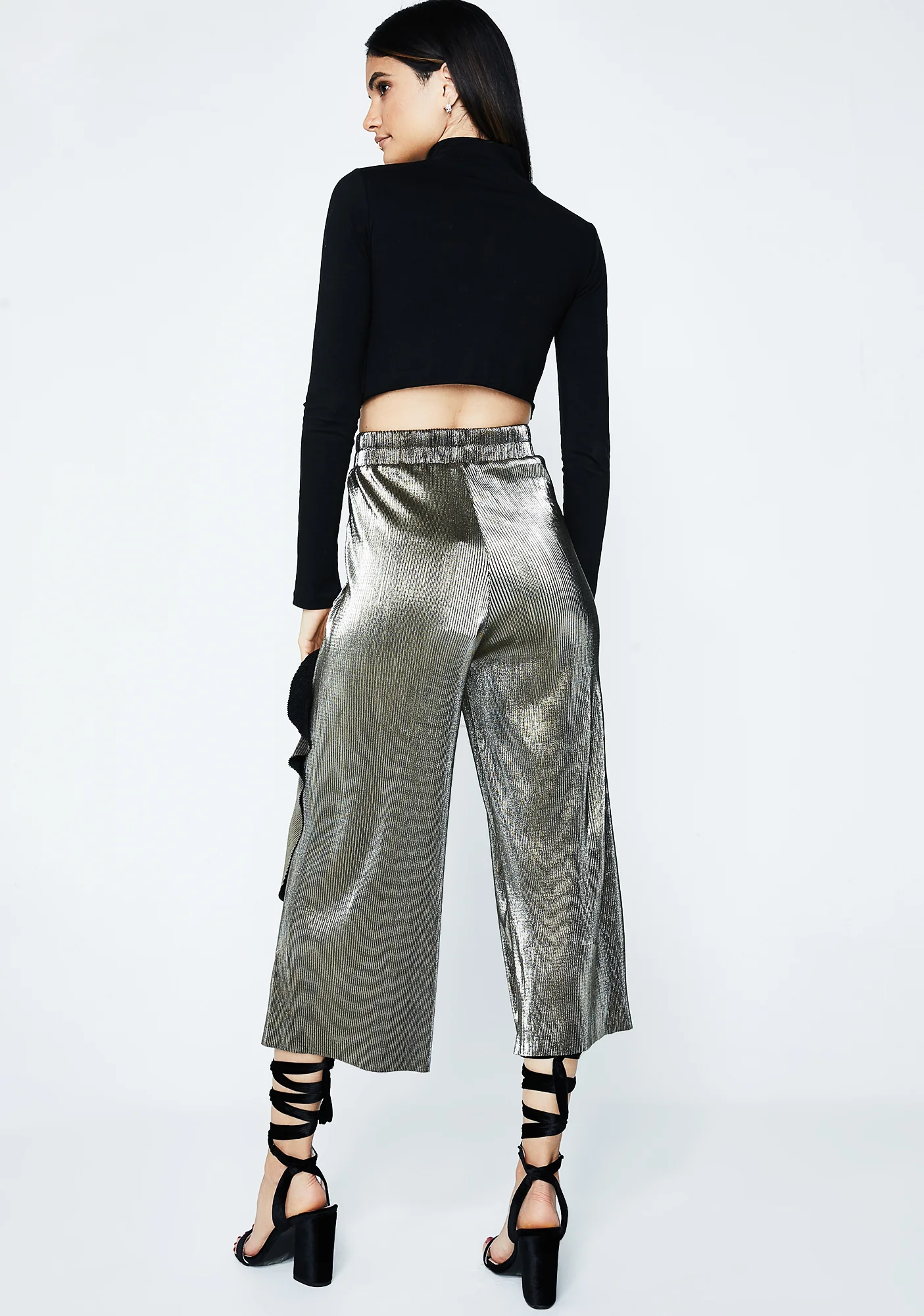 Shimmery Frills Crop Pants - Image 4