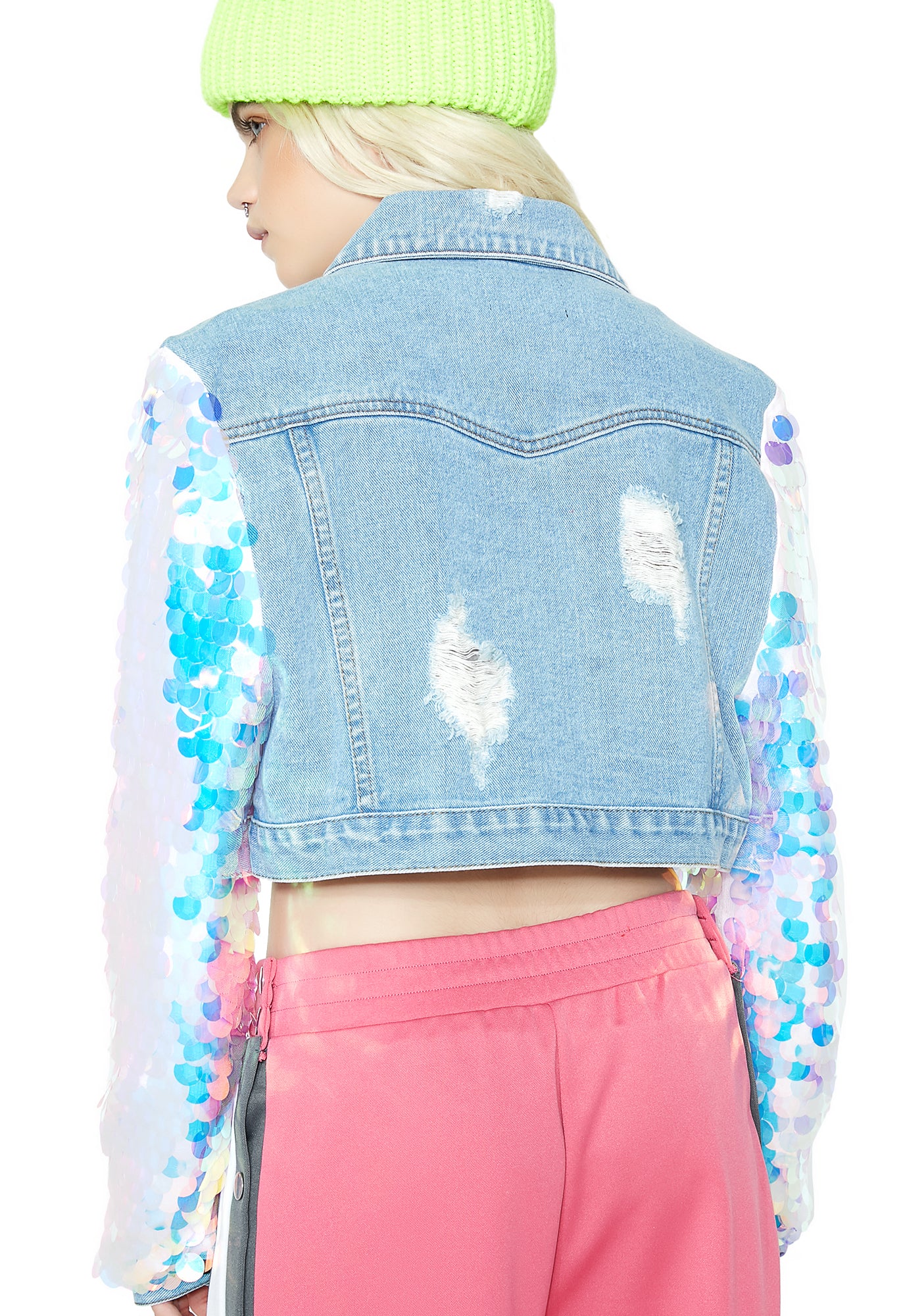 Shimmy Cropped Denim Jacket - Image 4