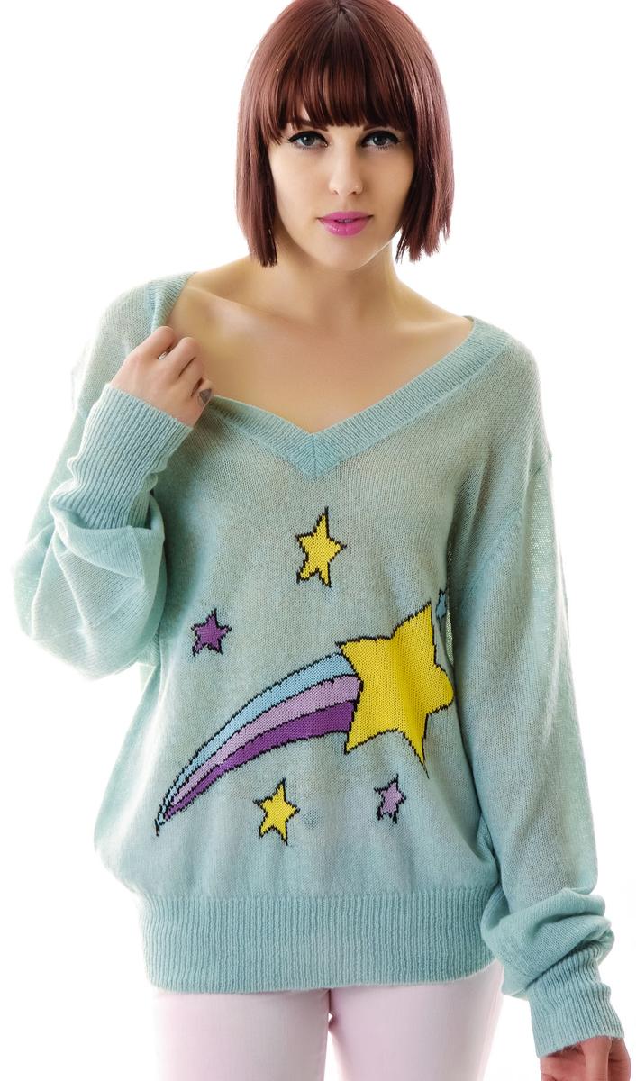 Shooting Star School Girl V-Neck Sweater - Pink - Image 3