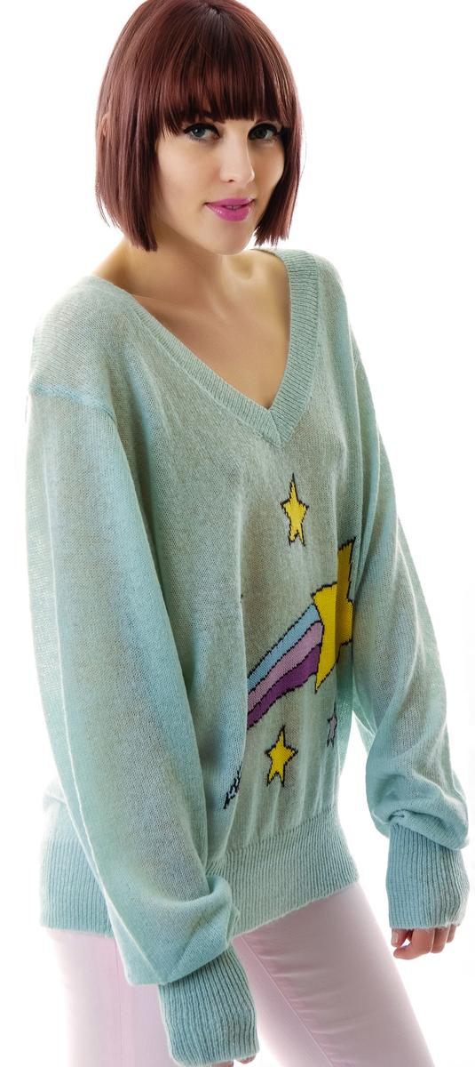 Shooting Star School Girl V-Neck Sweater - Pink - Image 4