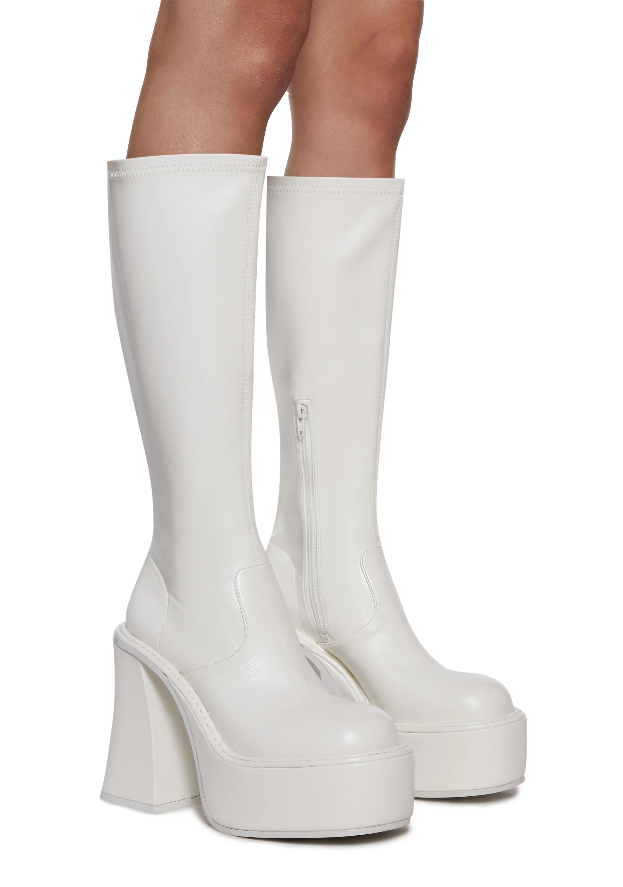Short And Sweet Knee High Boots - White - Image 3