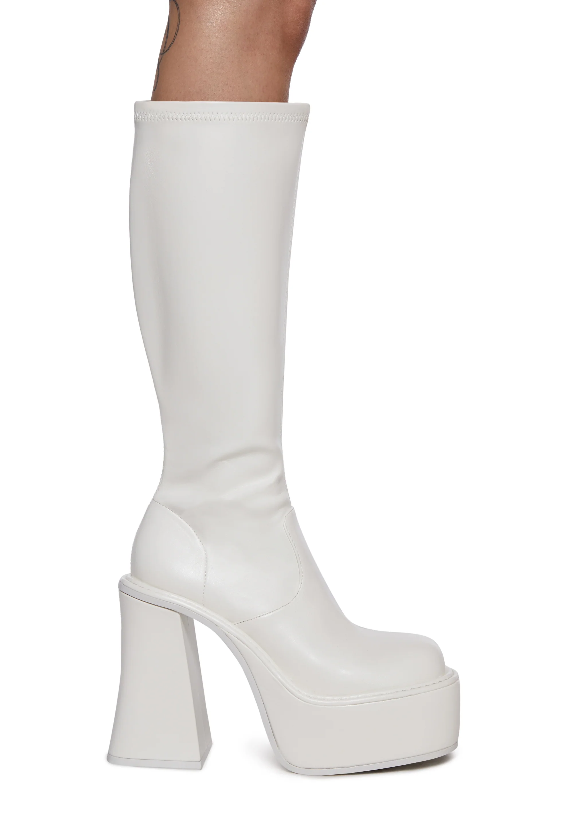 Short And Sweet Knee High Boots - White - Image 5