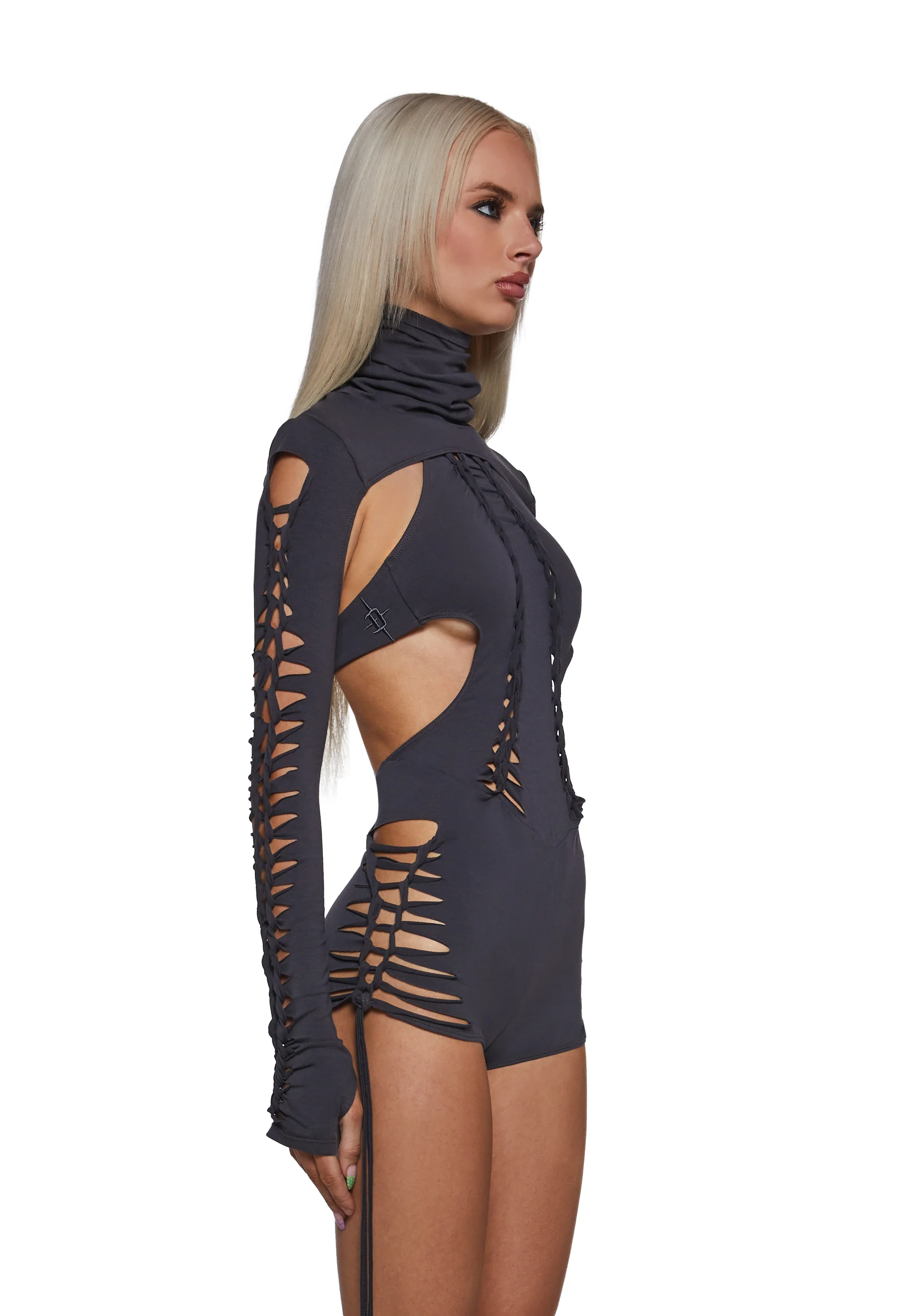Outro Shredded Romper With Shrug - Image 3