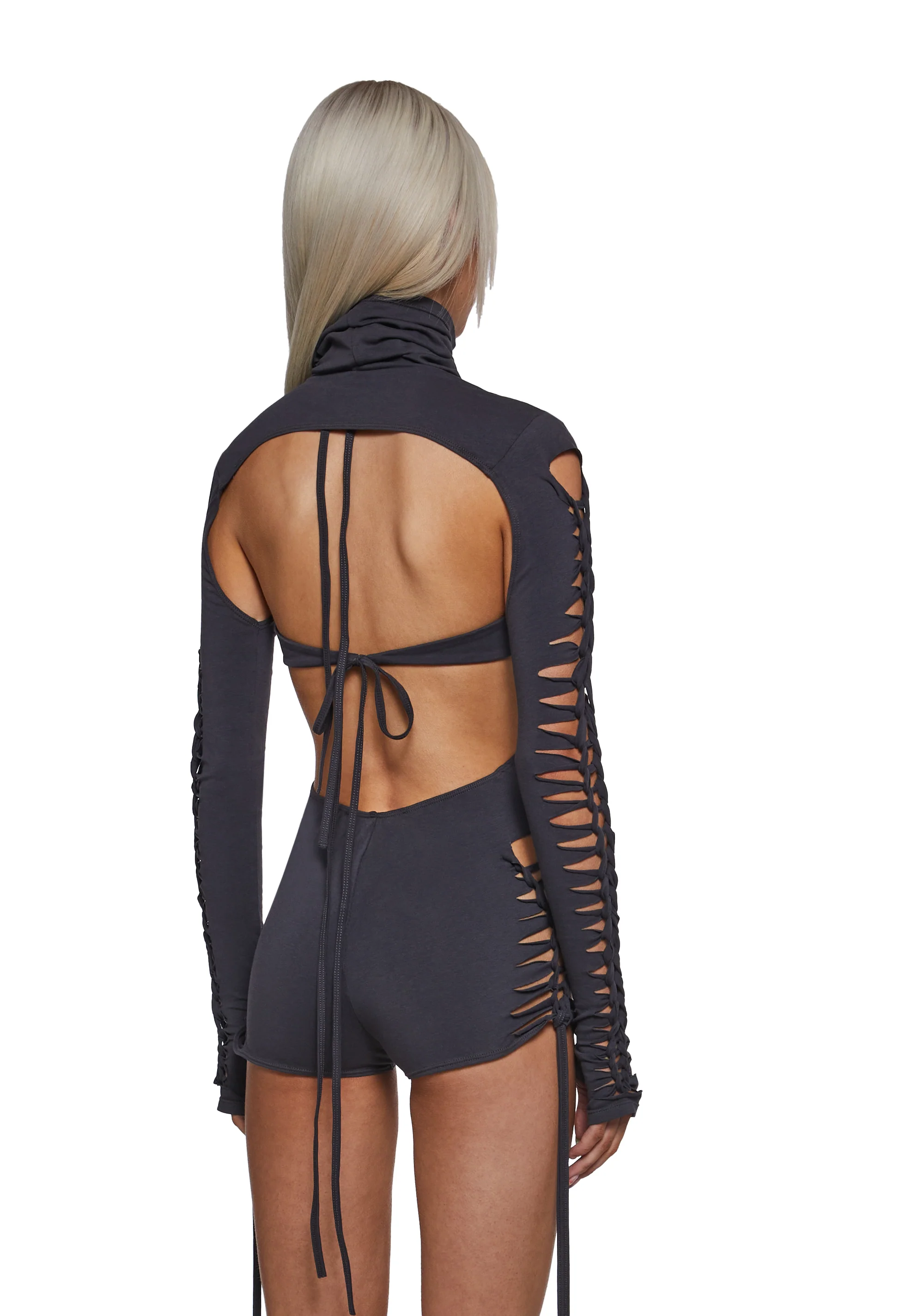 Outro Shredded Romper With Shrug - Image 4